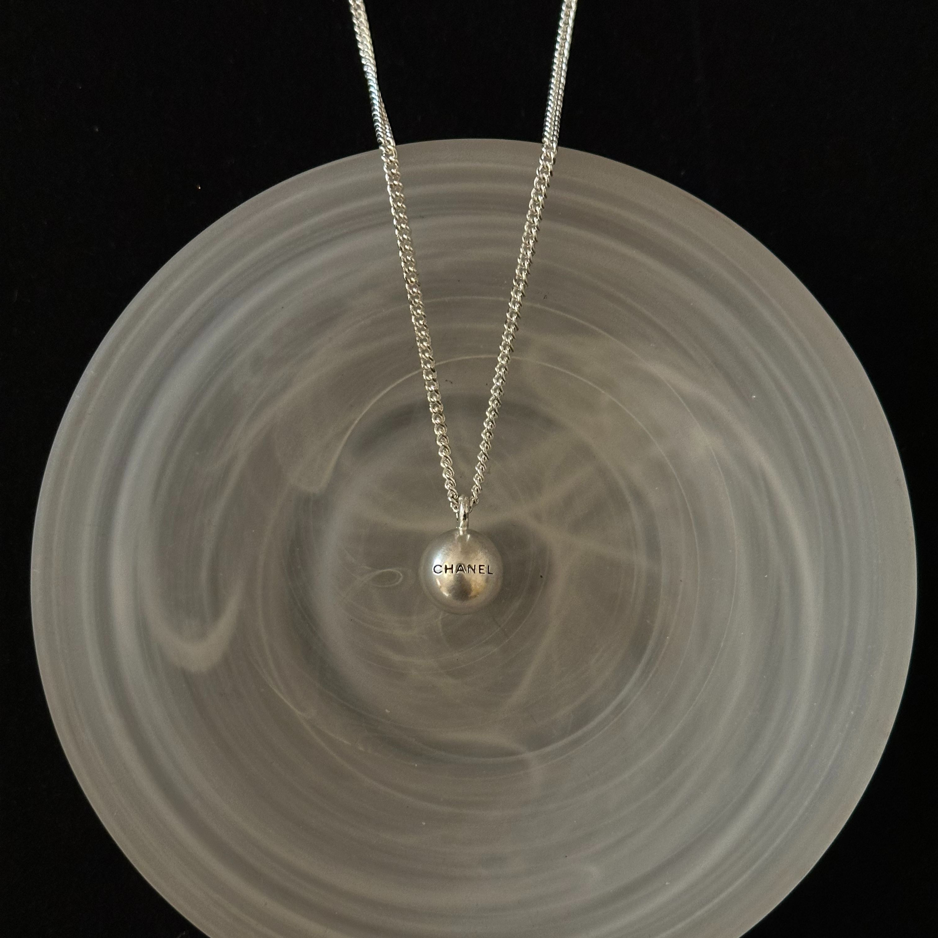 C Silver ball logo necklace