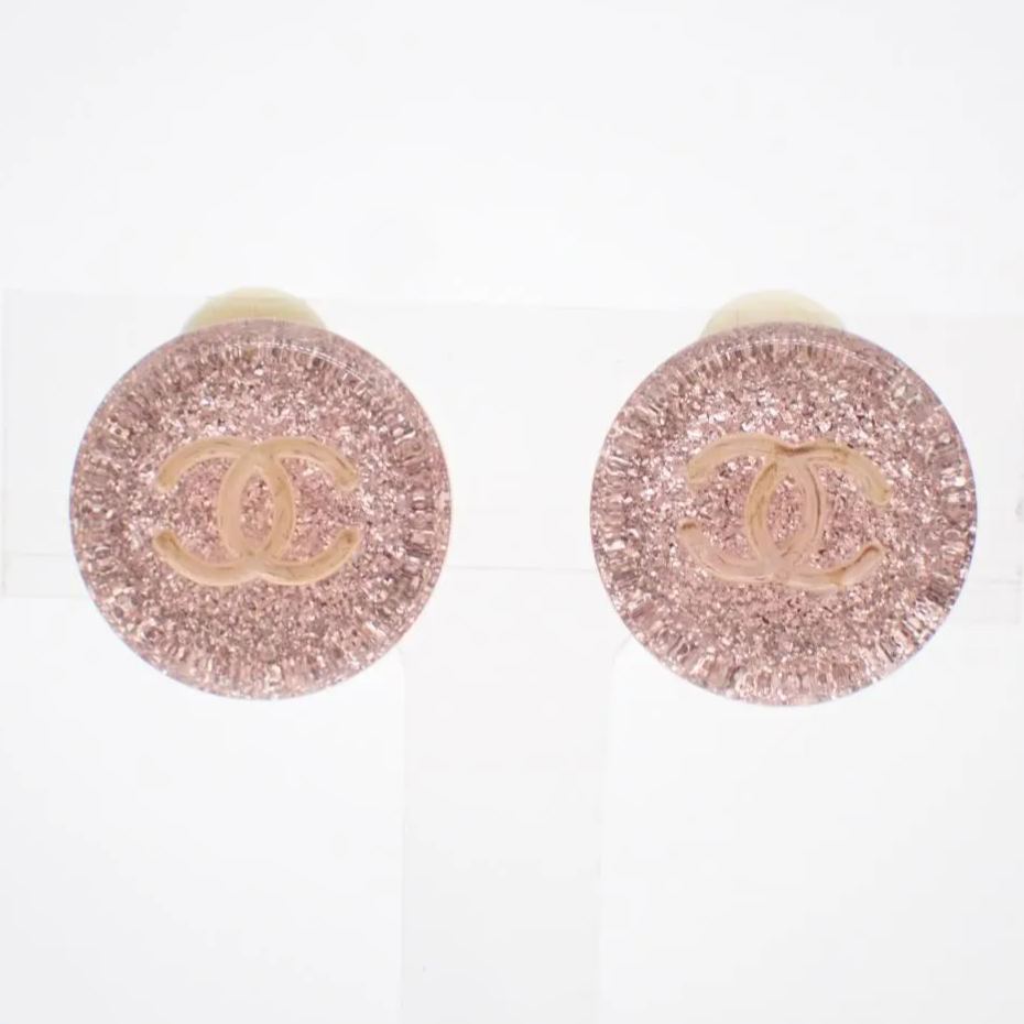 C Round acrylic glitter ear clips