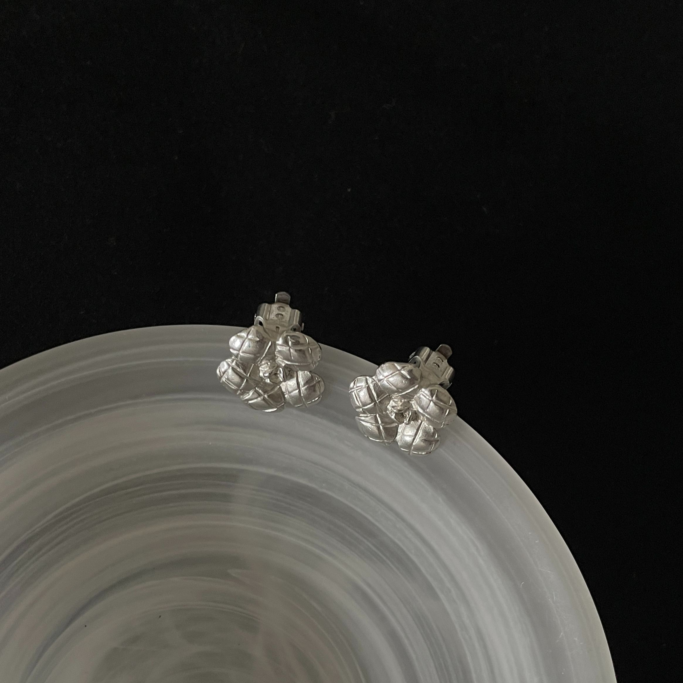 C Silver flower earrings