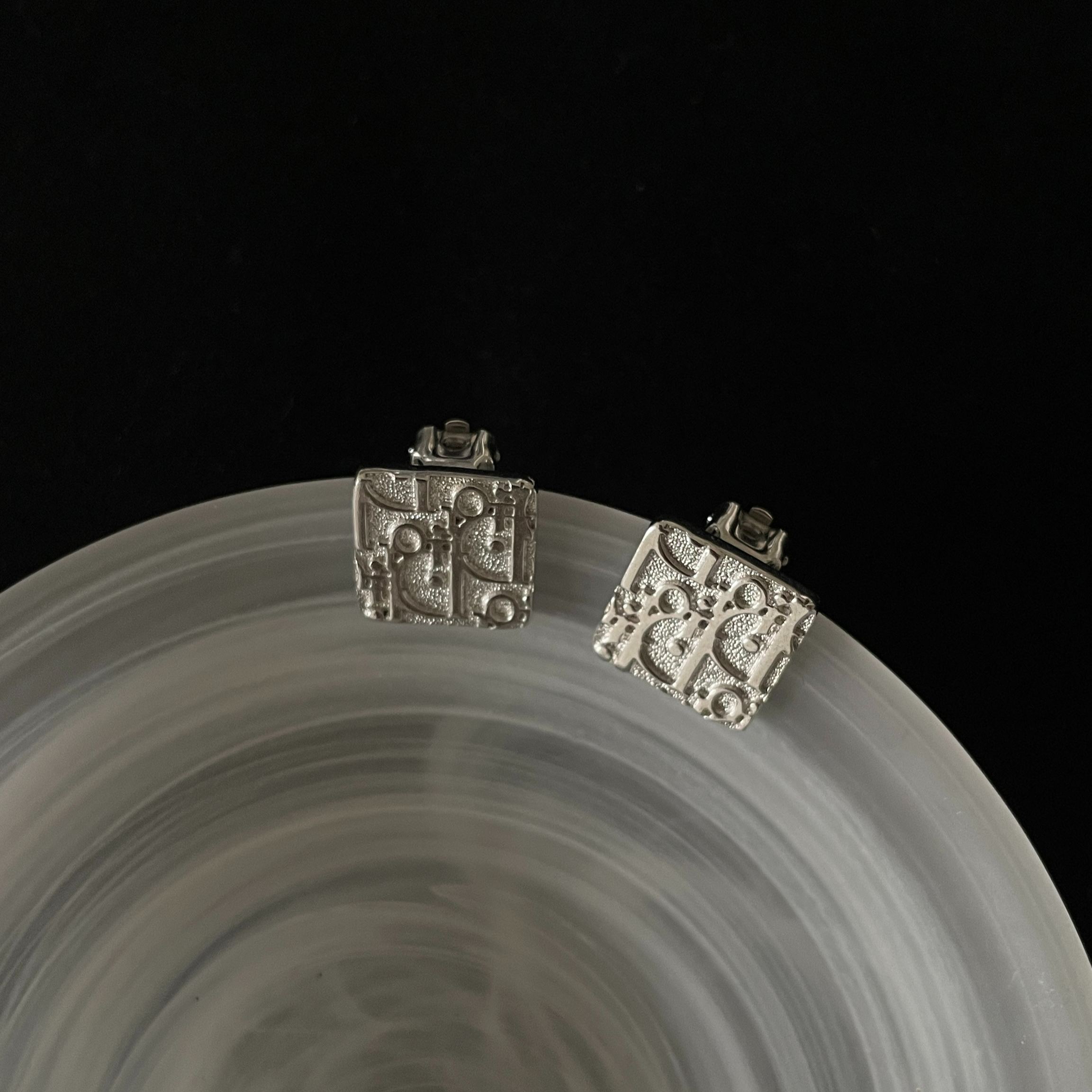 D Silver enamel earrings