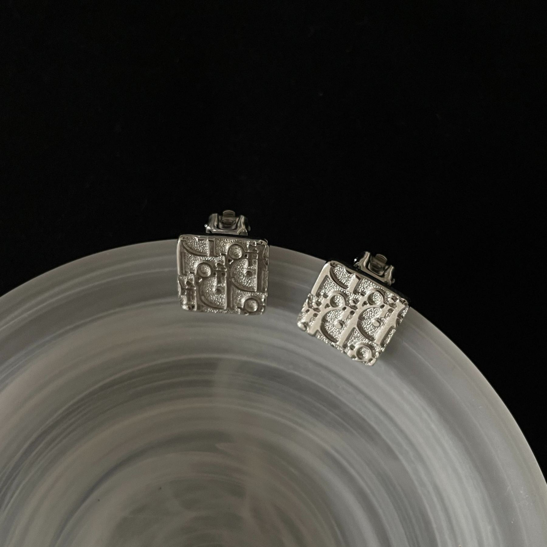 D Silver enamel earrings