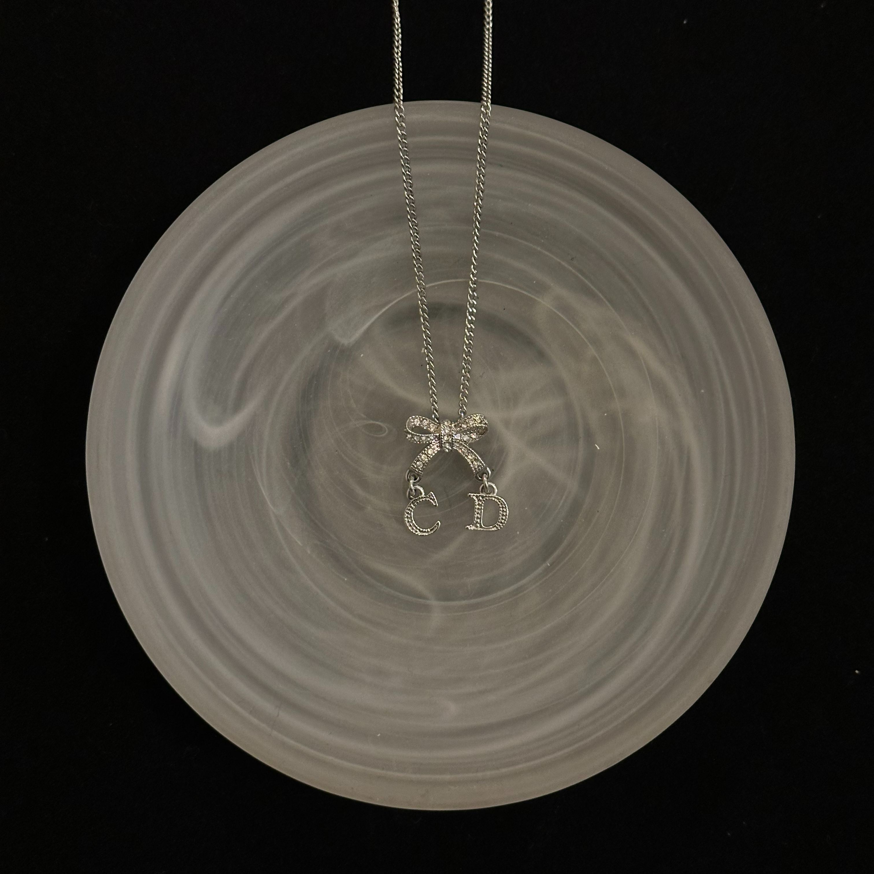 D Bow Diamond Necklace