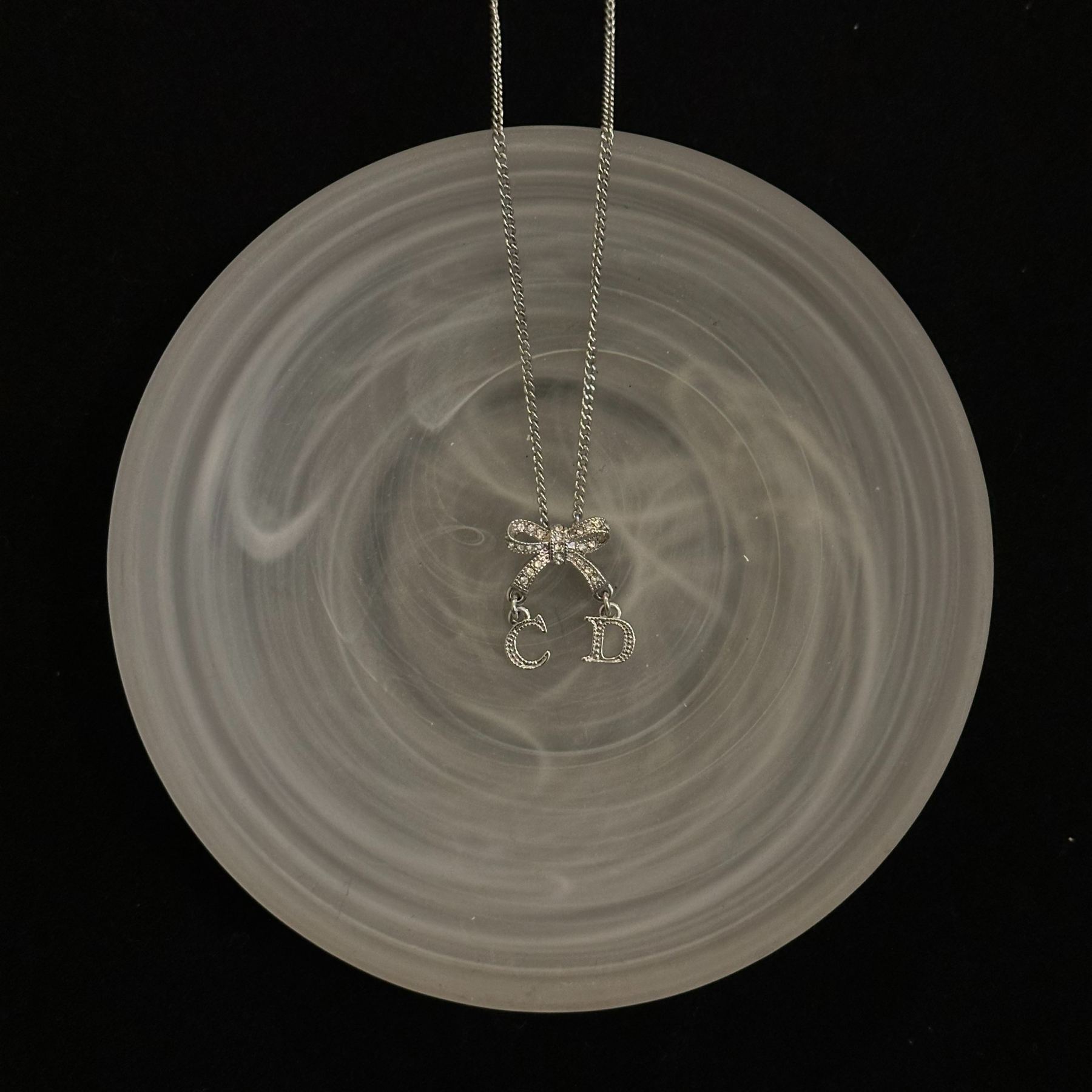 D Bow Diamond Necklace