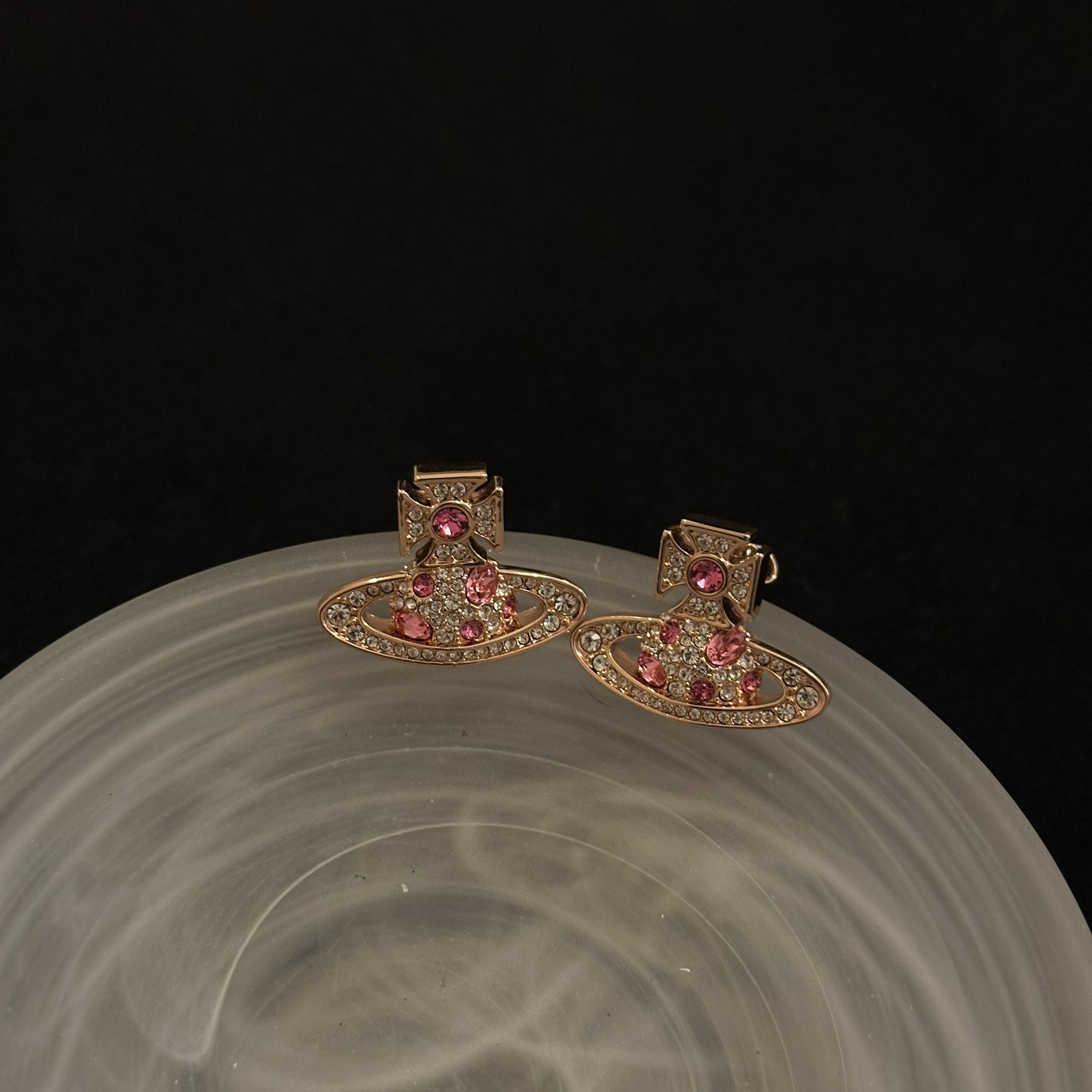 V Pink Diamond Saturn Earrings