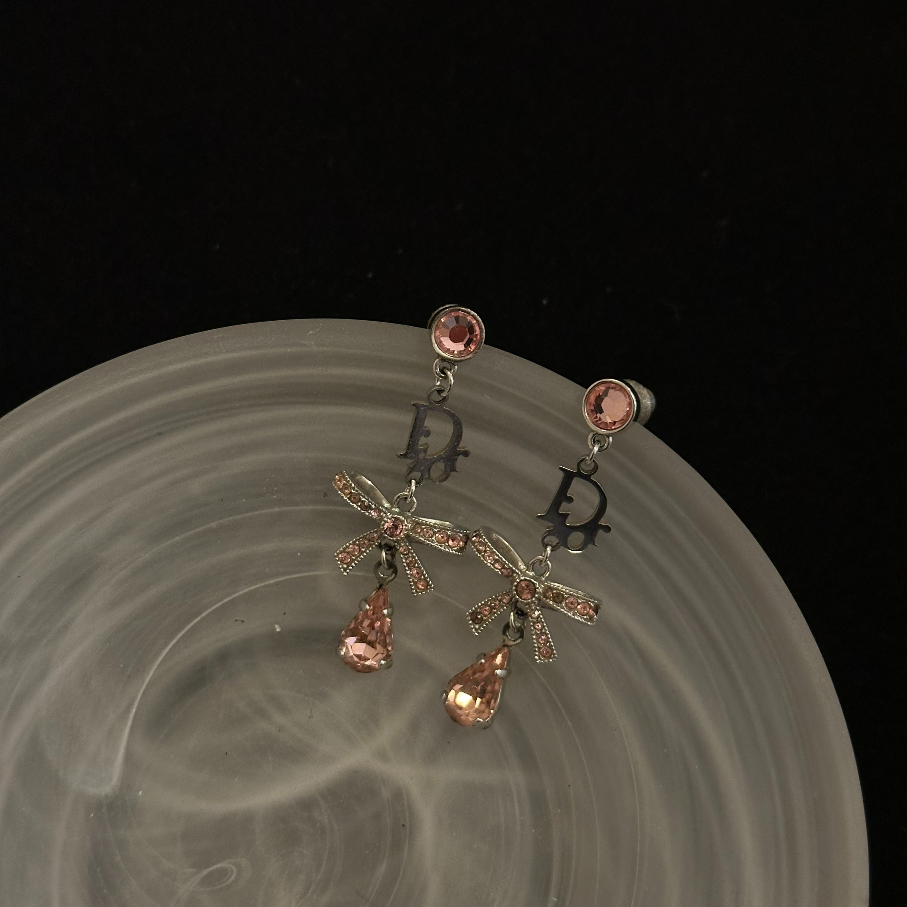 D Pink Diamond Bow Earrings