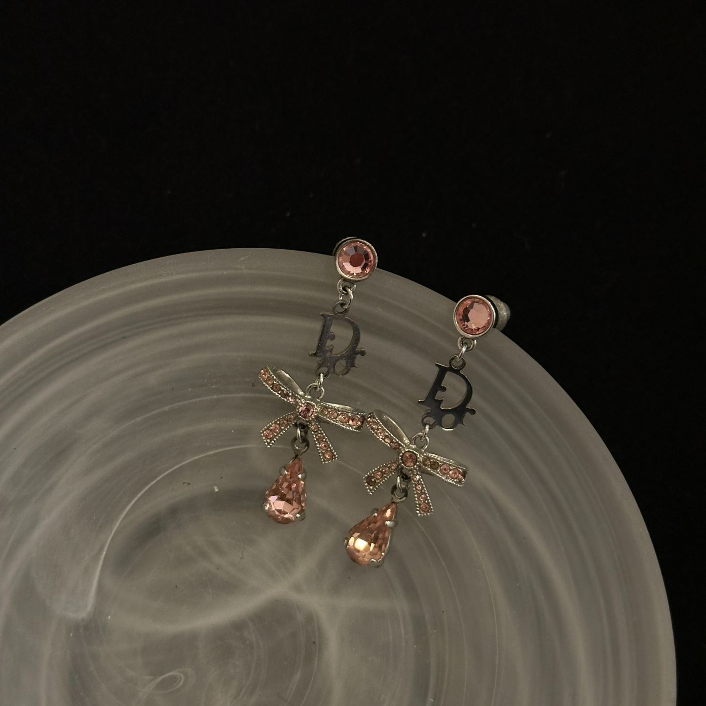 D Pink Diamond Bow Earrings