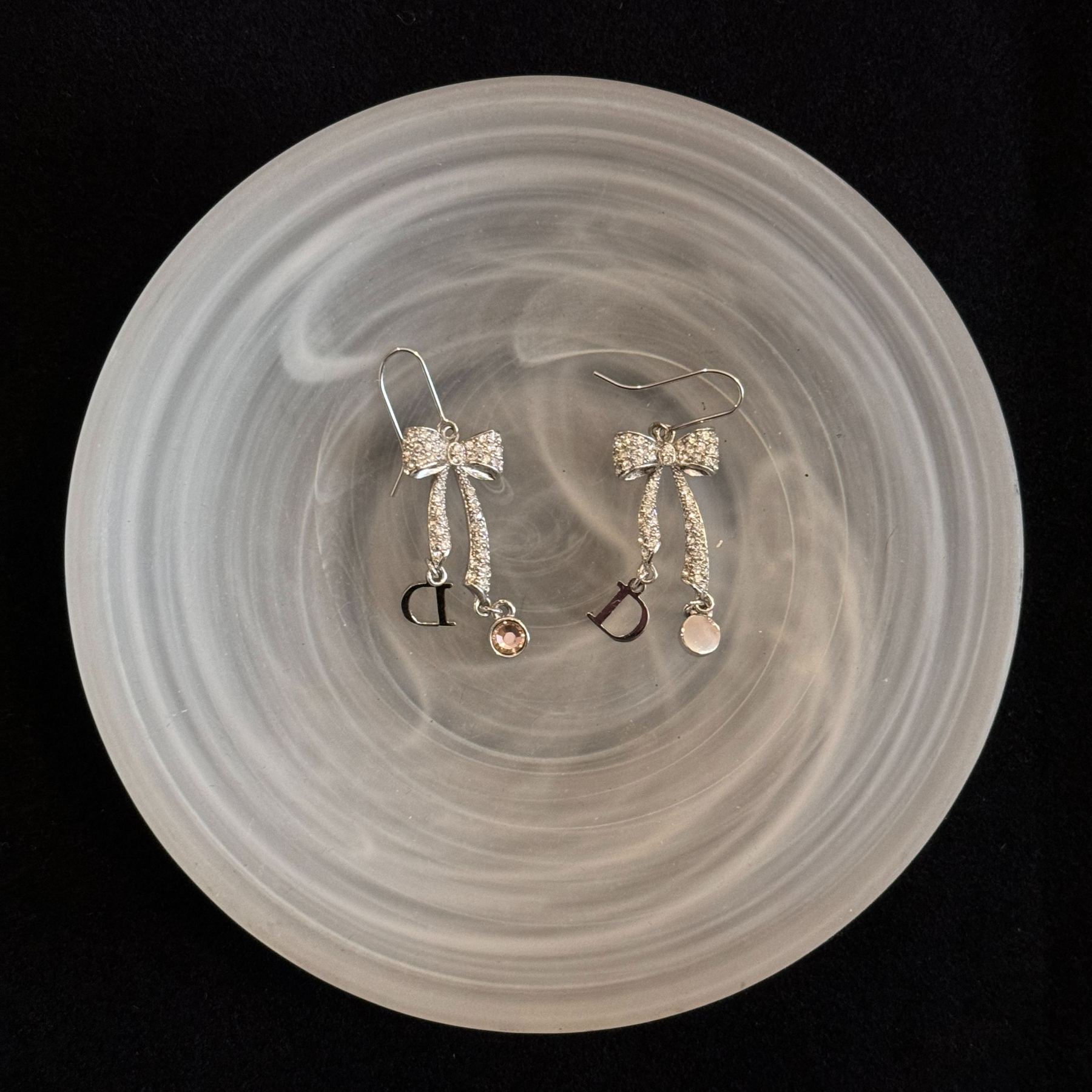 D Diamond bow earrings