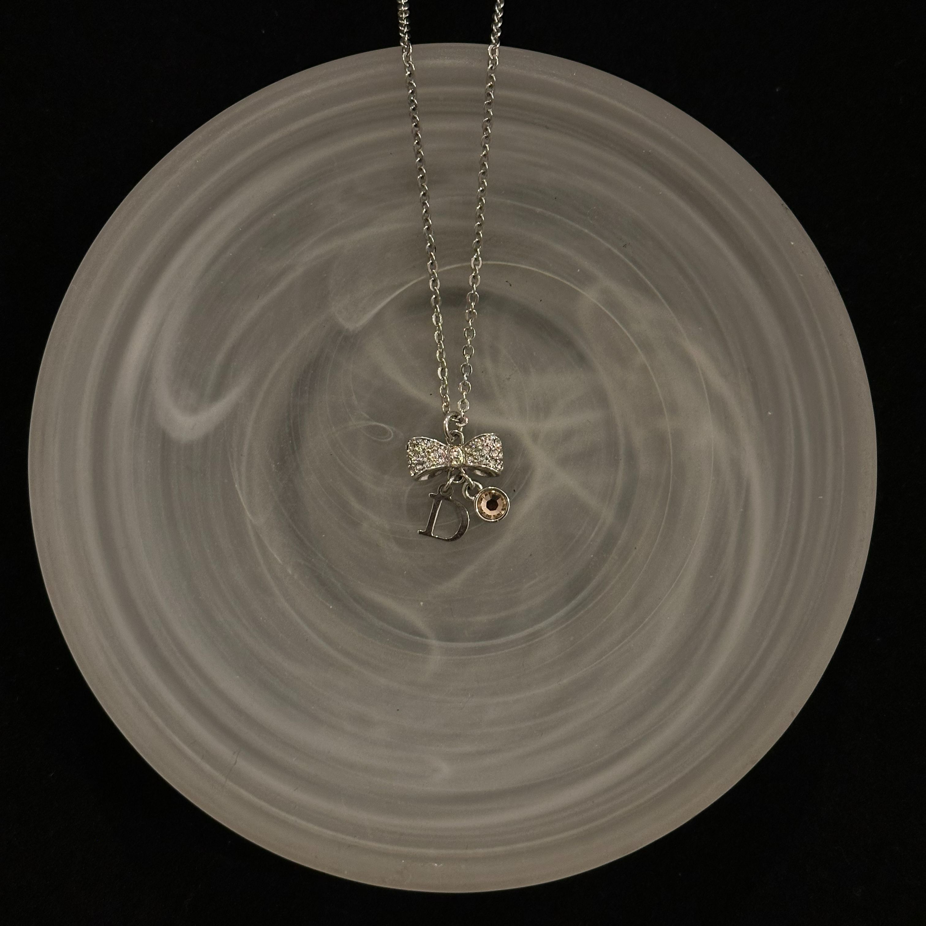 D Bow Diamond Necklace