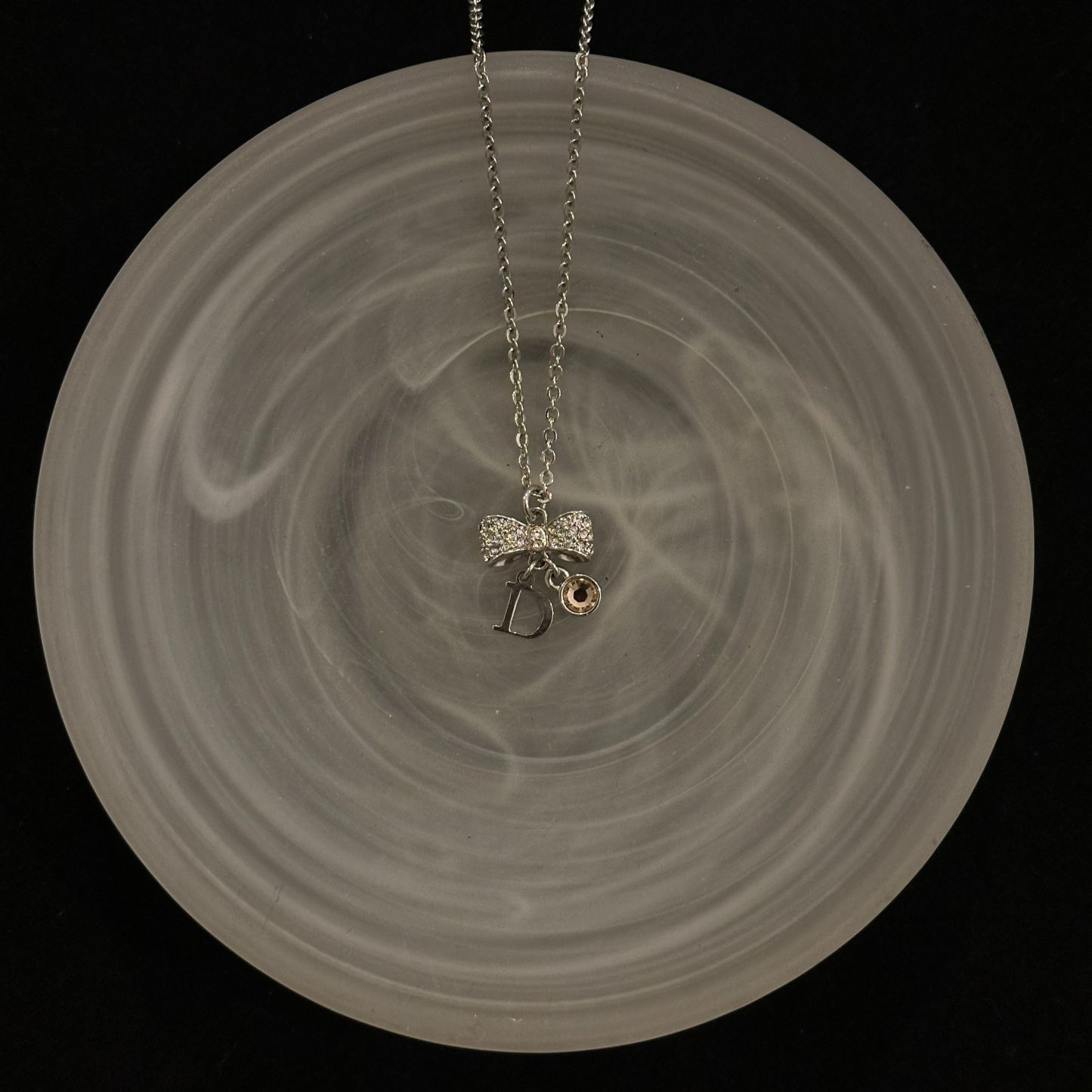 D Bow Diamond Necklace