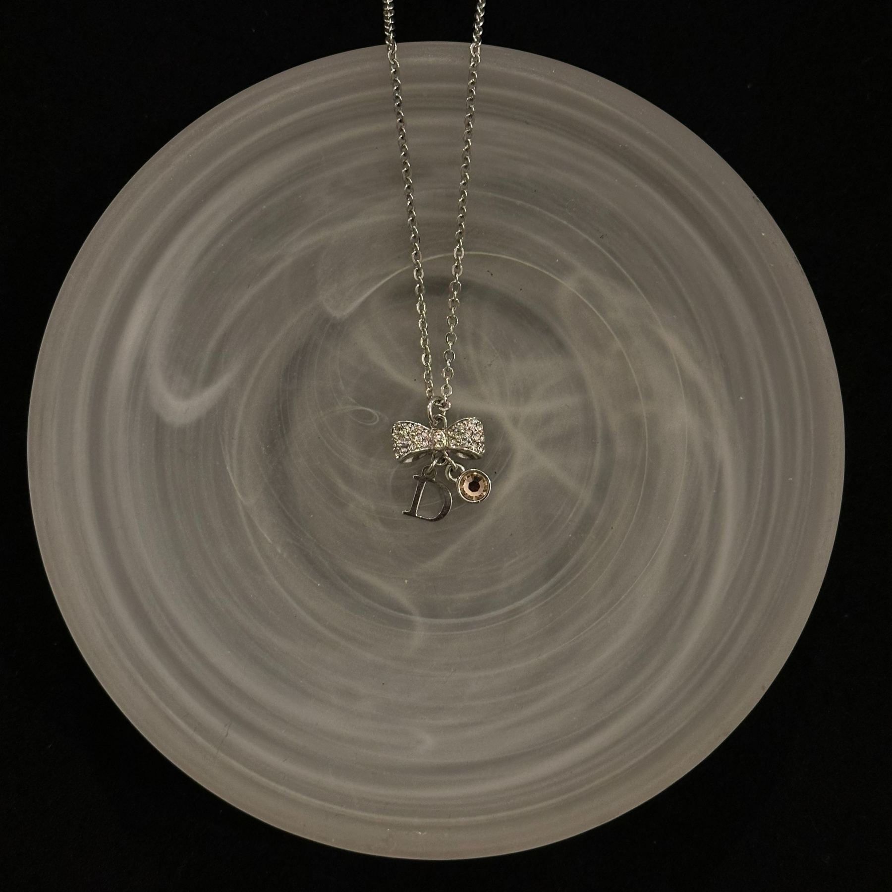 D Bow Diamond Necklace