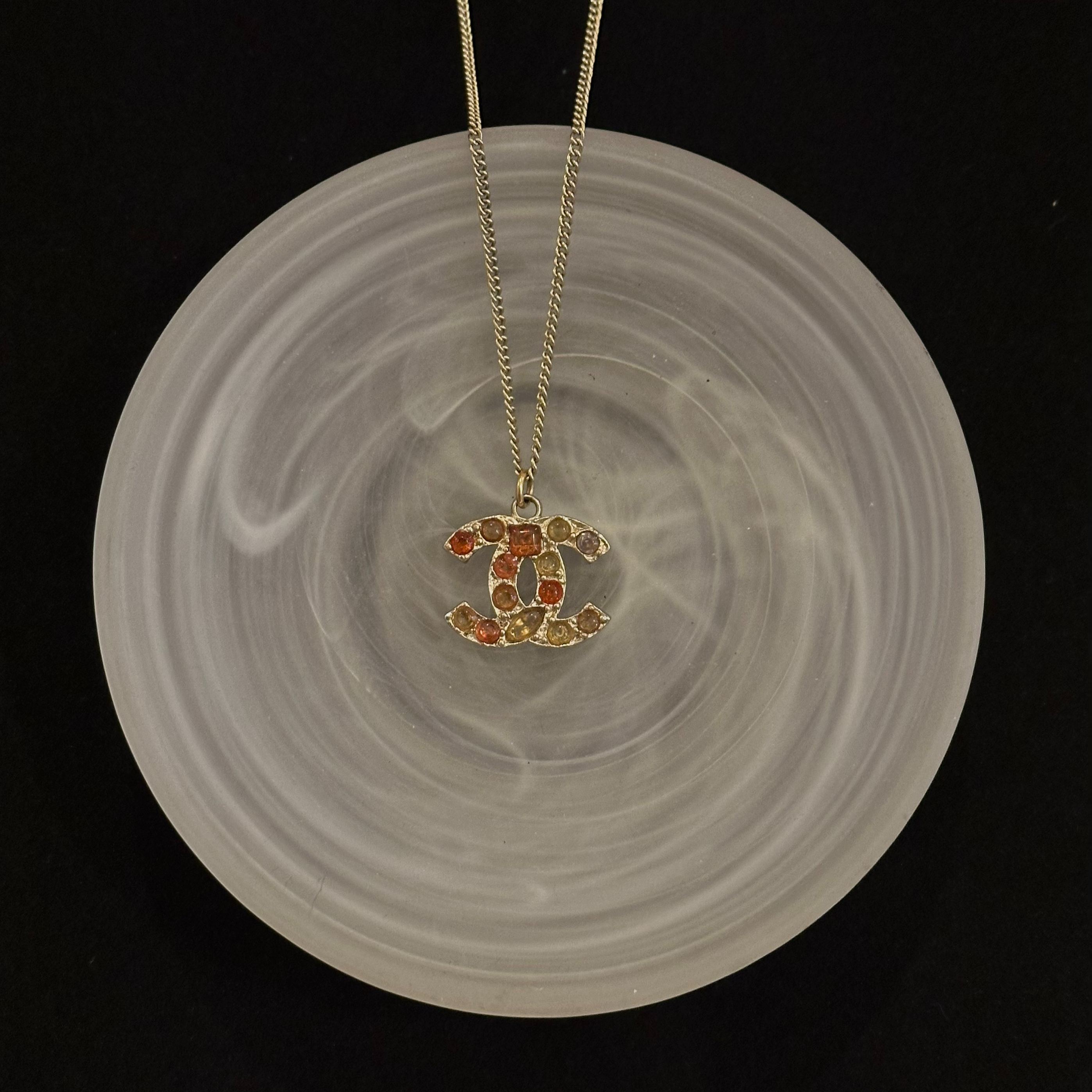 C Colorful glass double C necklace