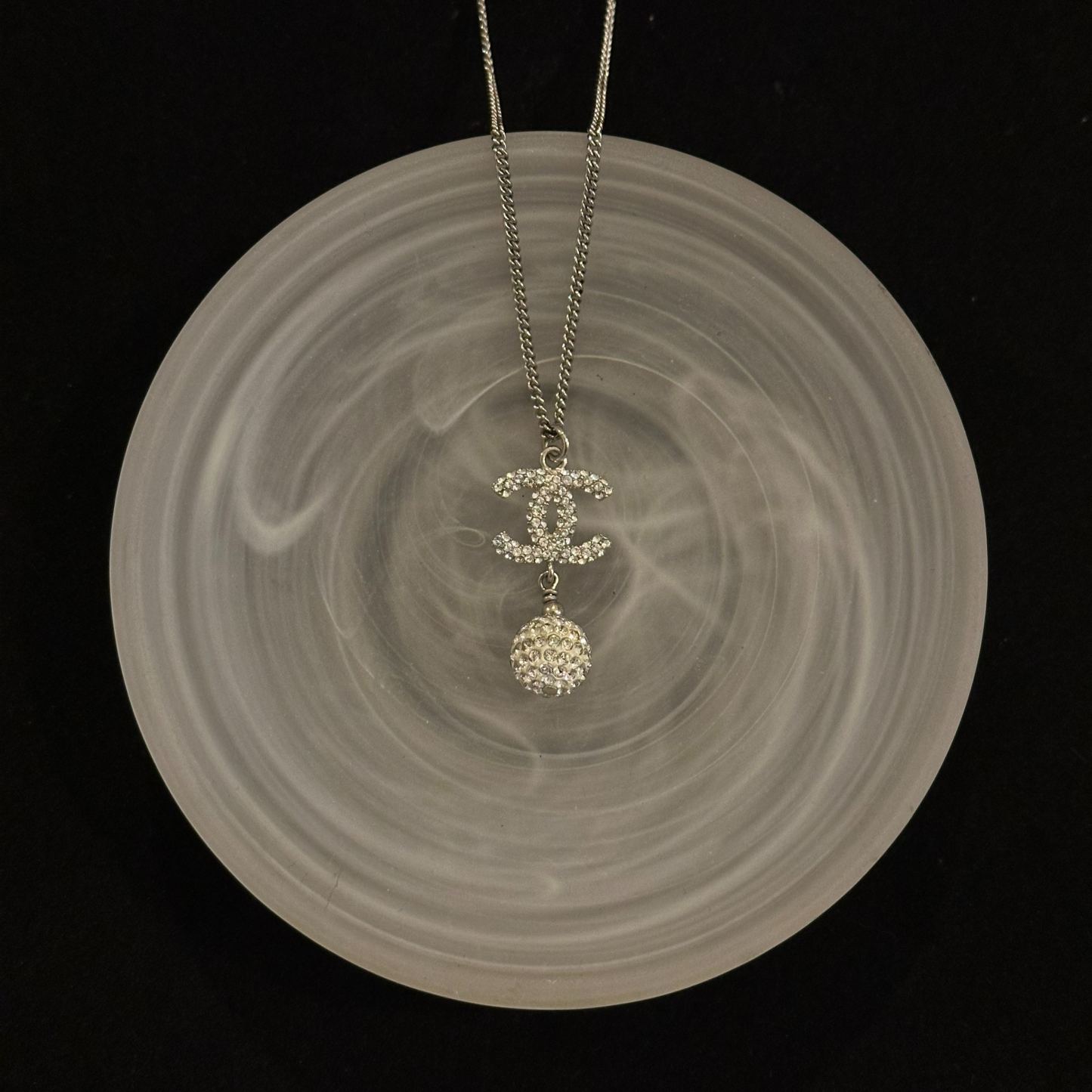 C Full diamond double C necklace