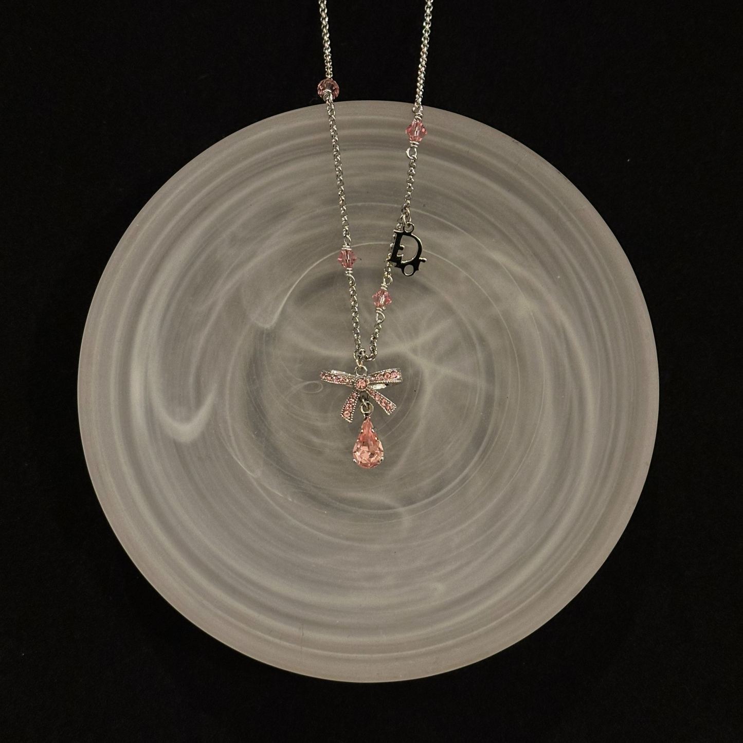 D Butterfly Diamond Teardrop Pendant Necklace