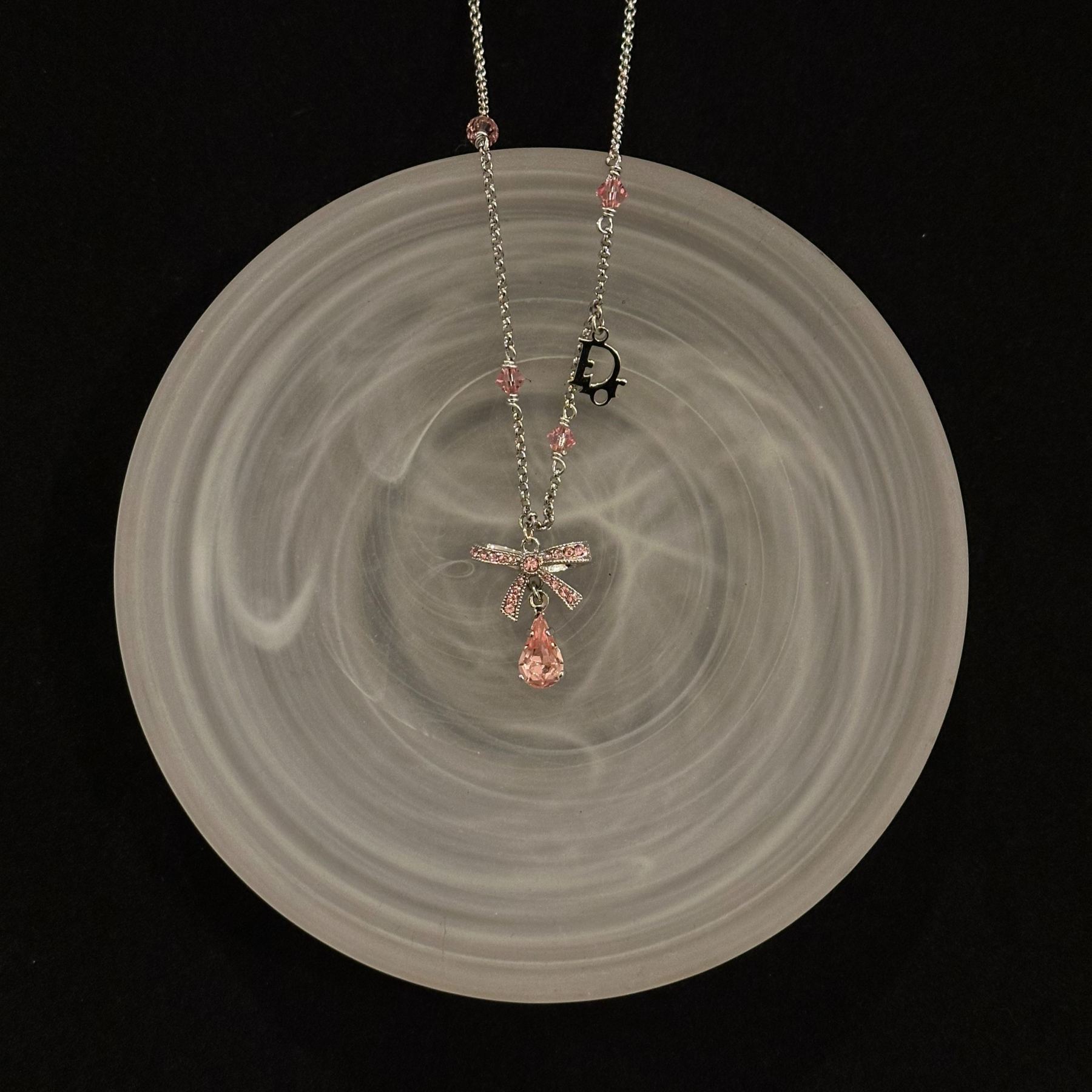 D Butterfly Diamond Teardrop Pendant Necklace