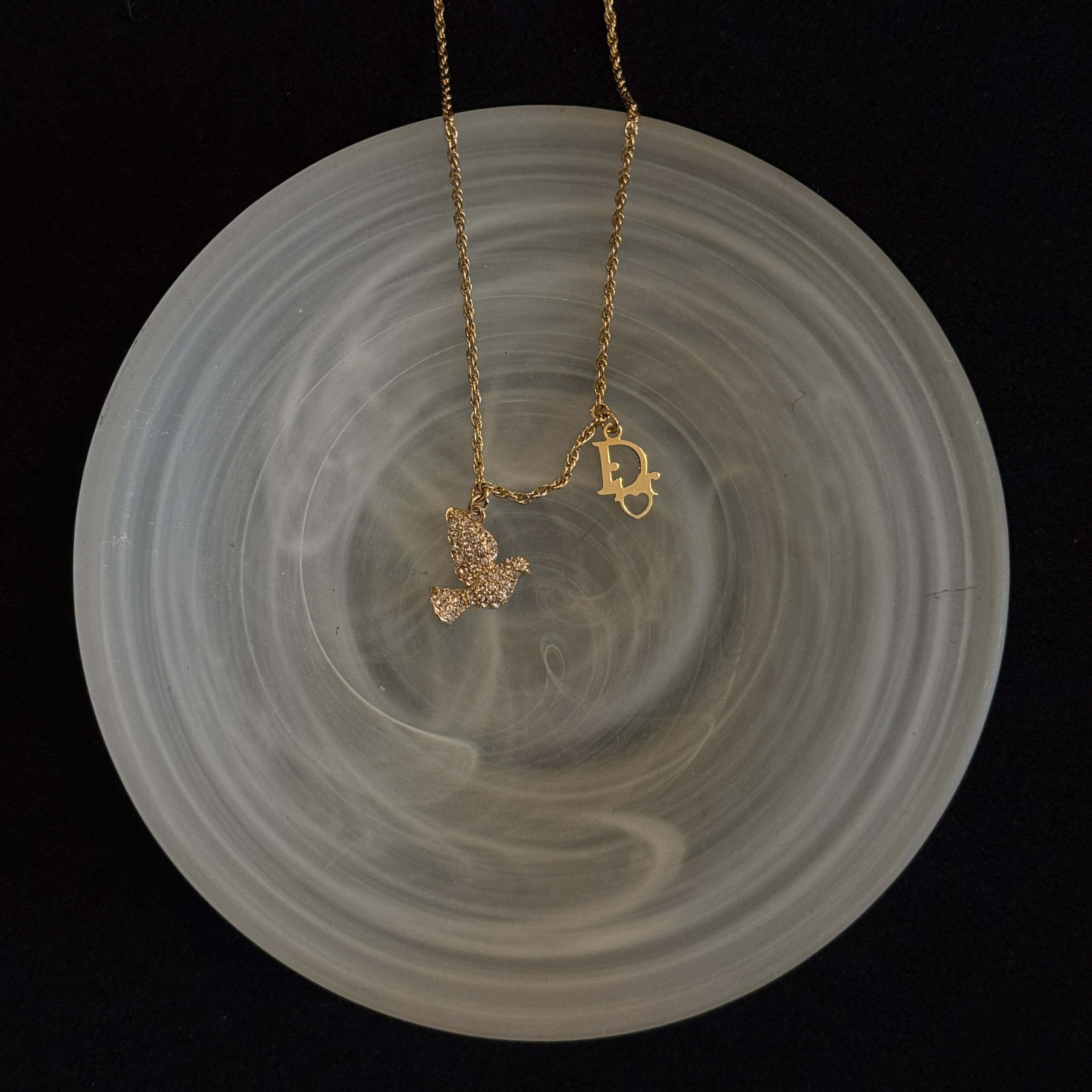 D Diamond bird necklace