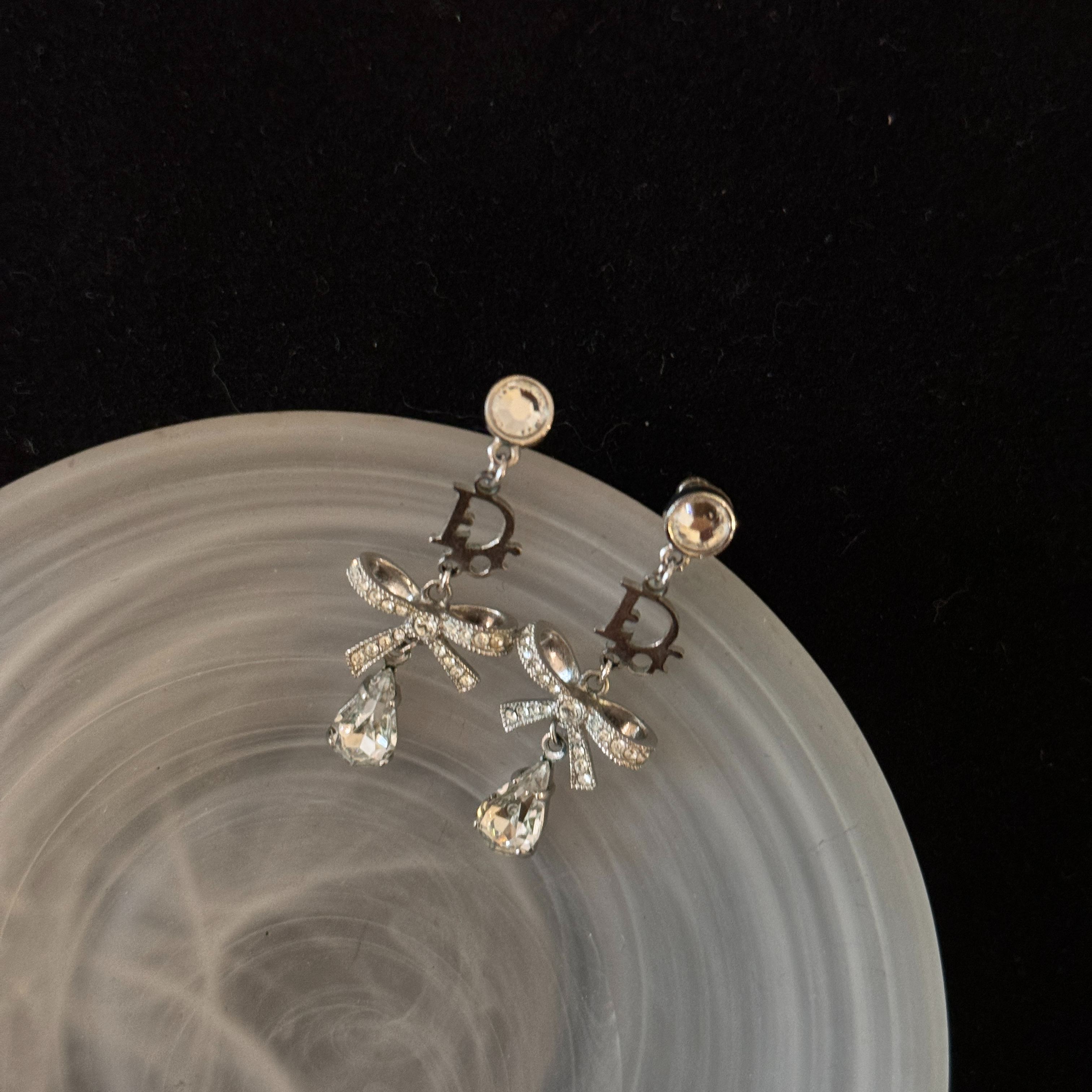 D Diamond Bow Earrings