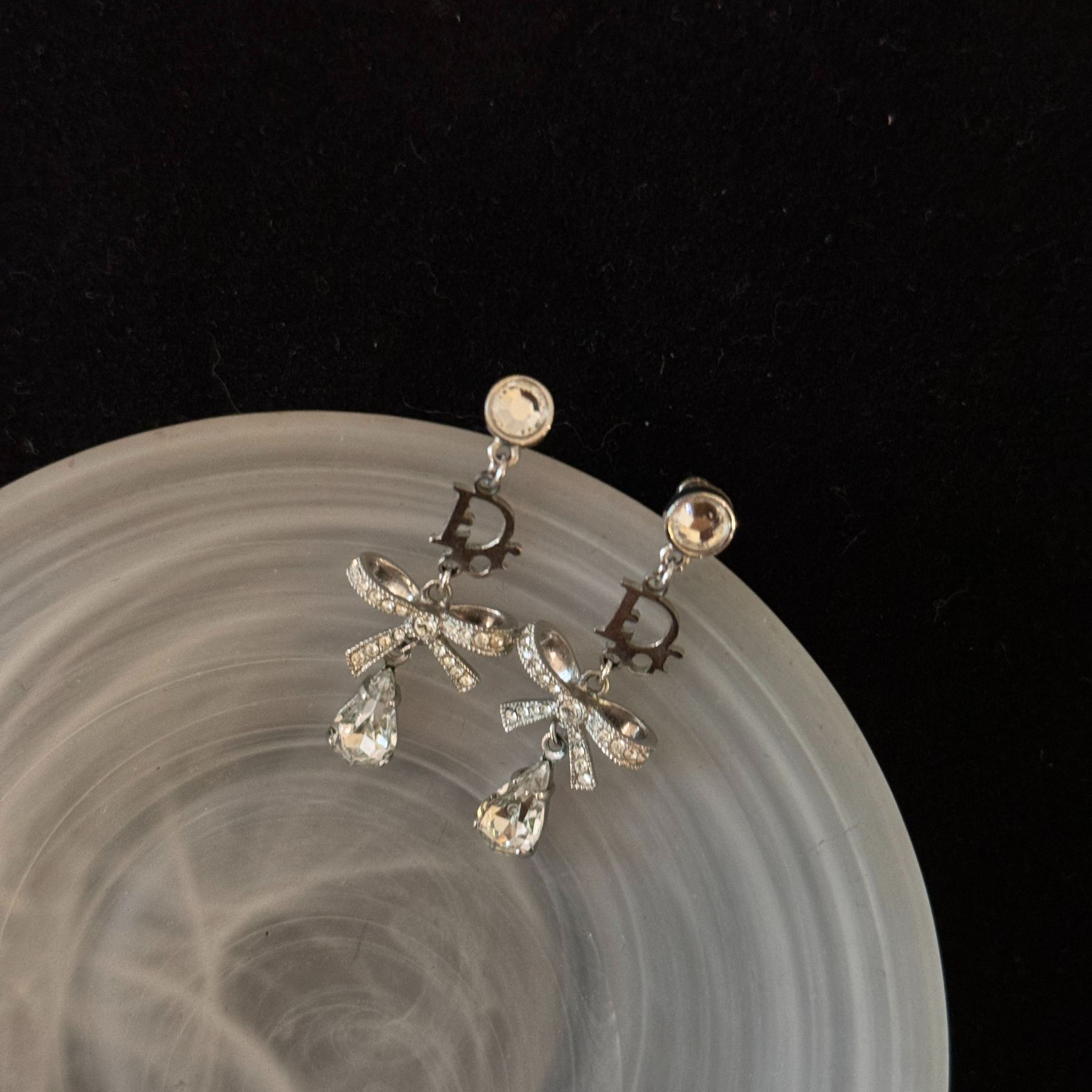 D Diamond Bow Earrings
