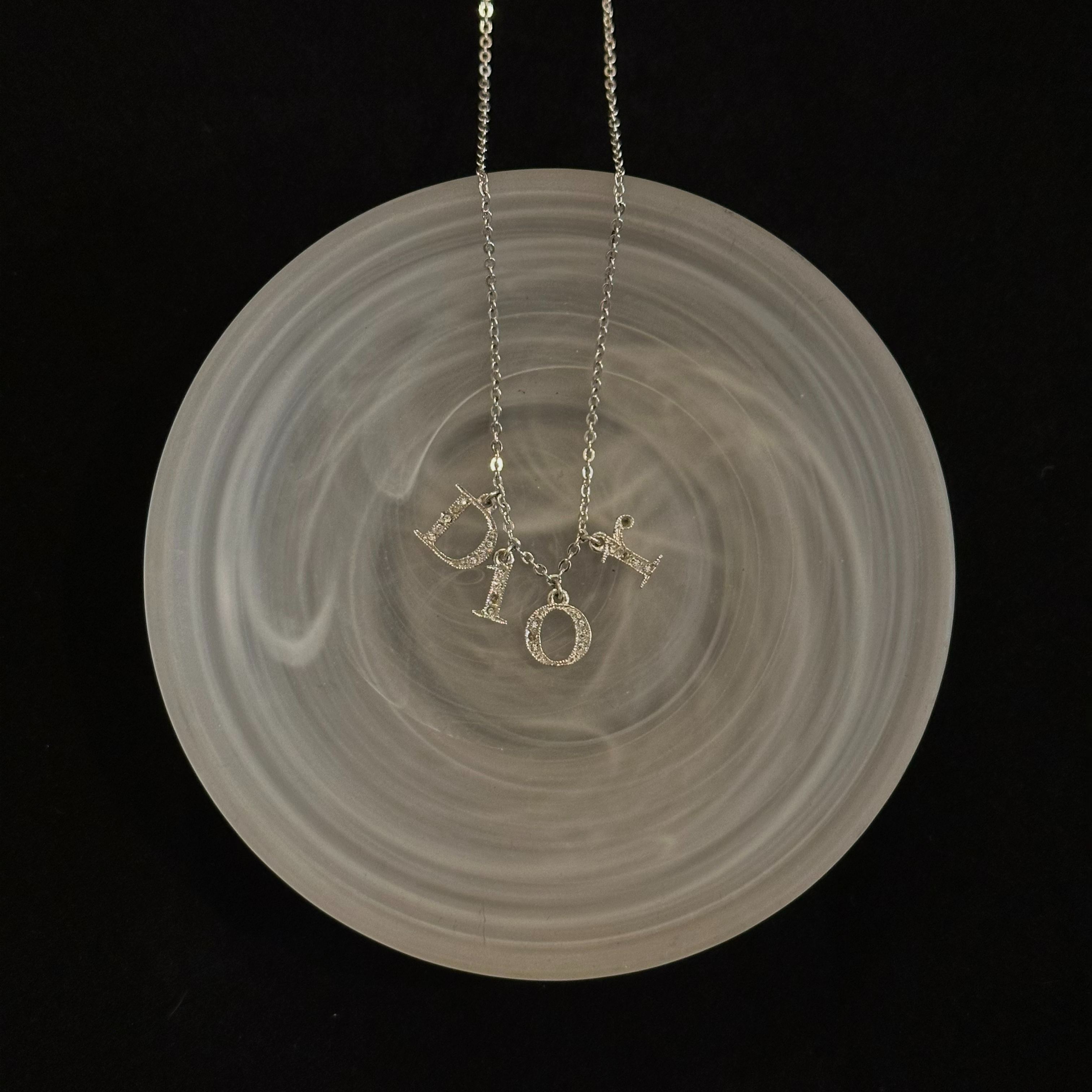 D Full diamond logo necklace