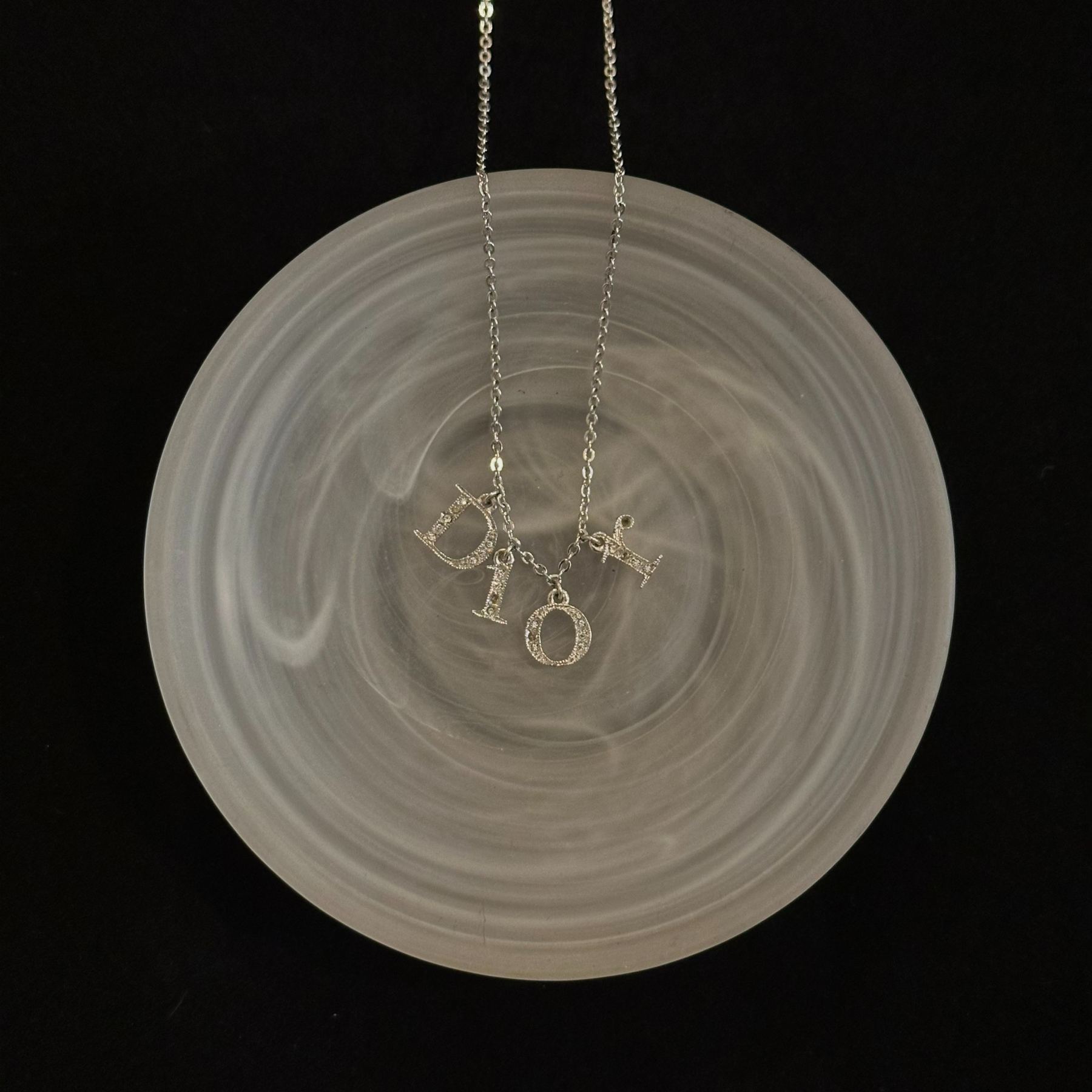 D Full diamond logo necklace