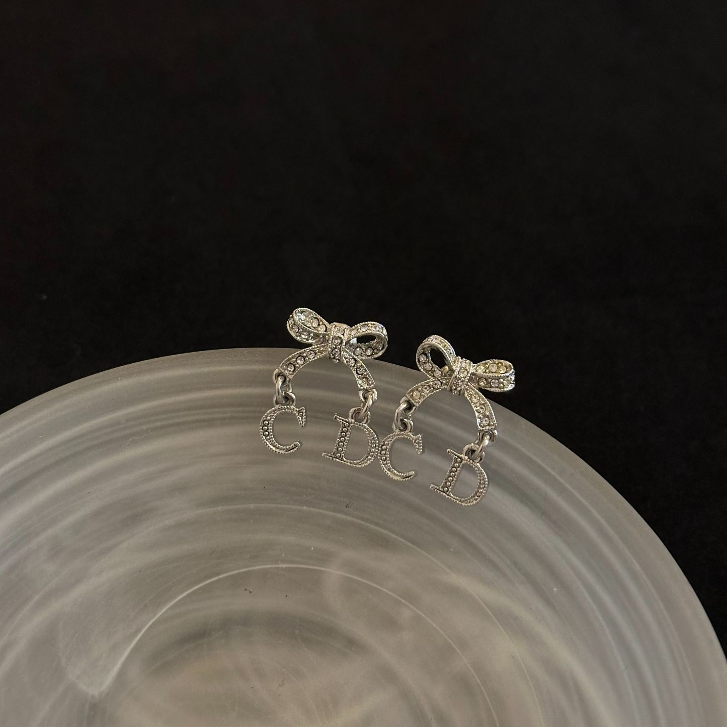 D Diamond bow earrings