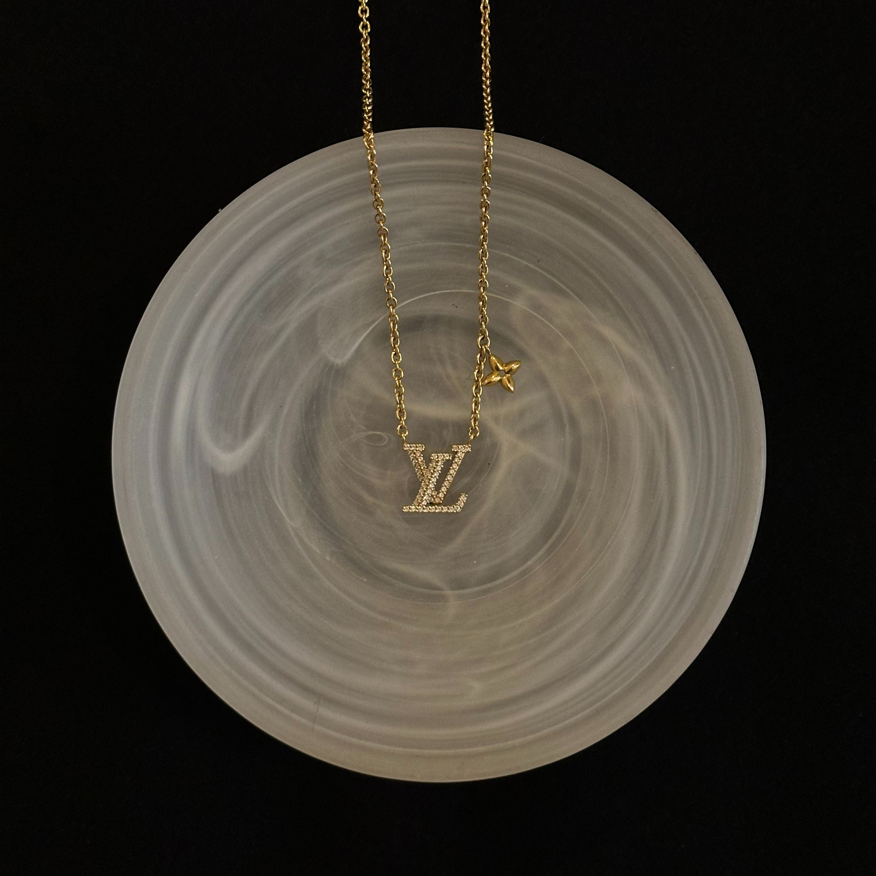 L Full diamond logo necklace