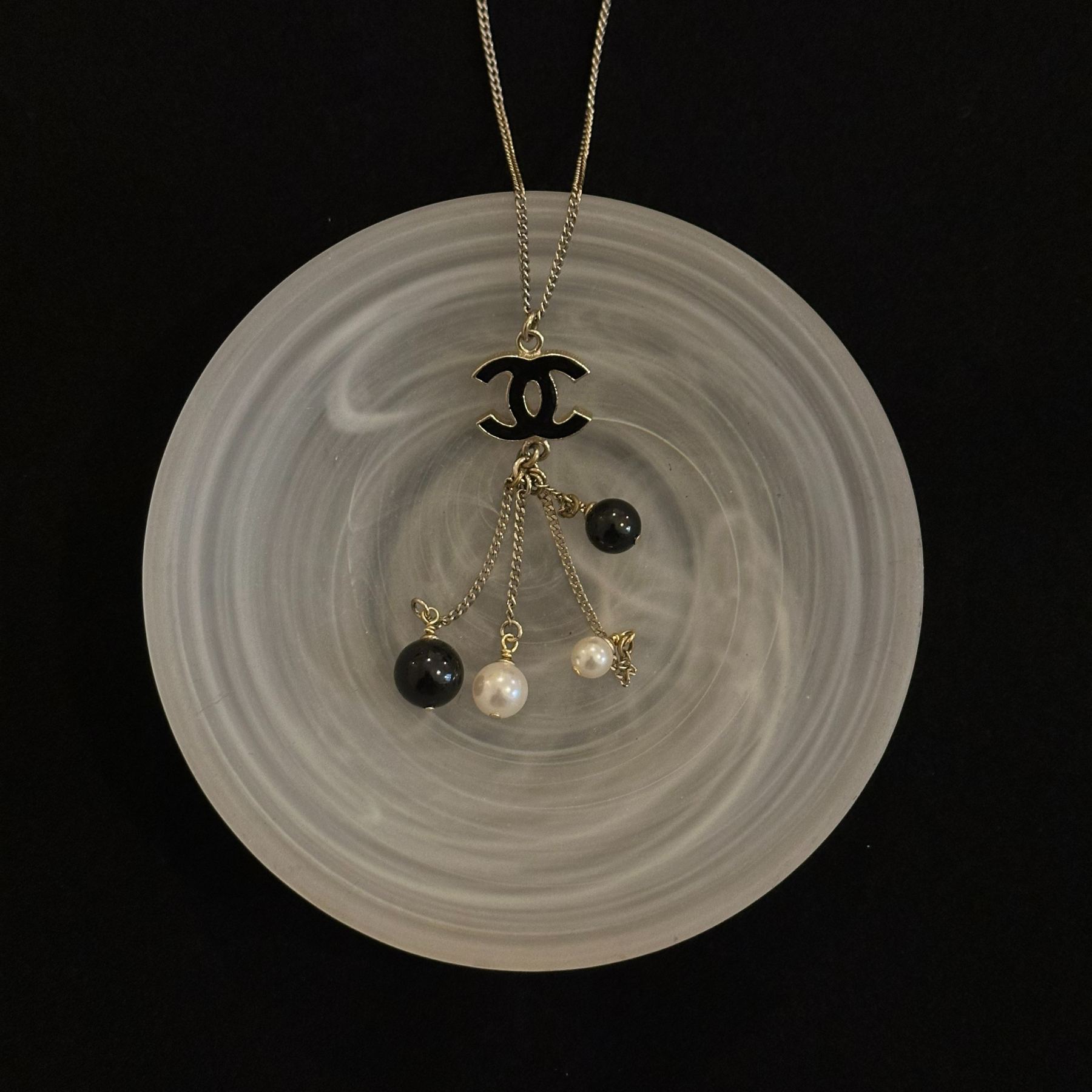 C Double C Pearl Pendant Necklace