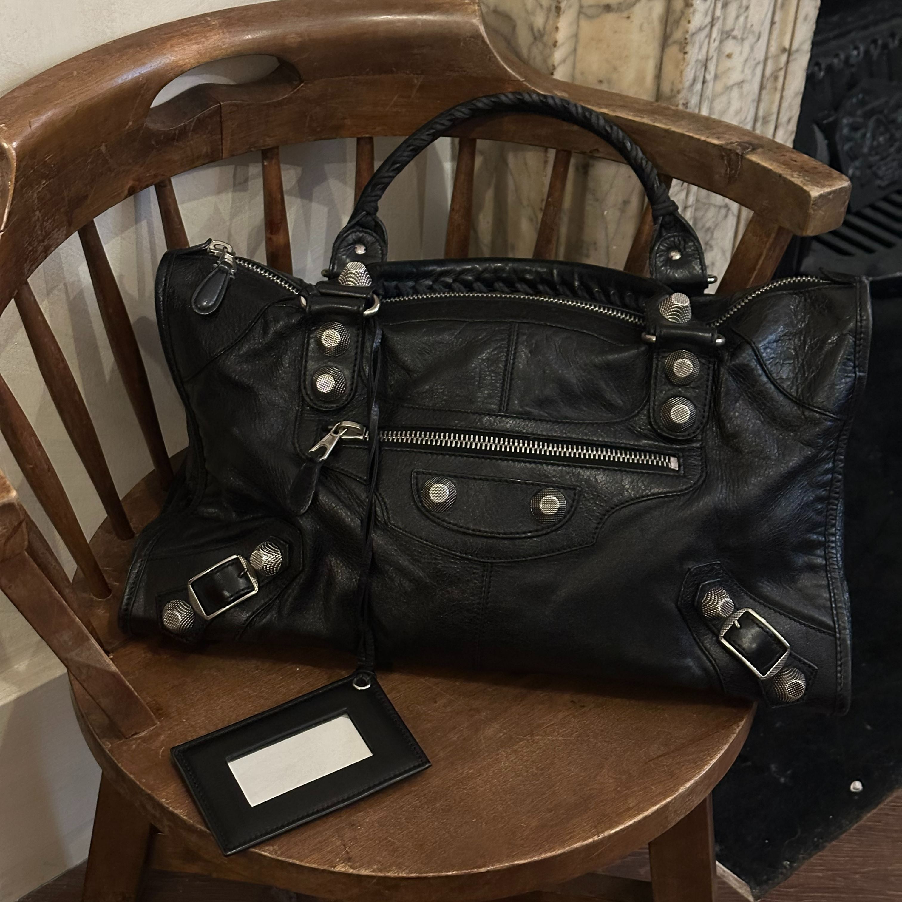 B Black and silver motorcycle bag