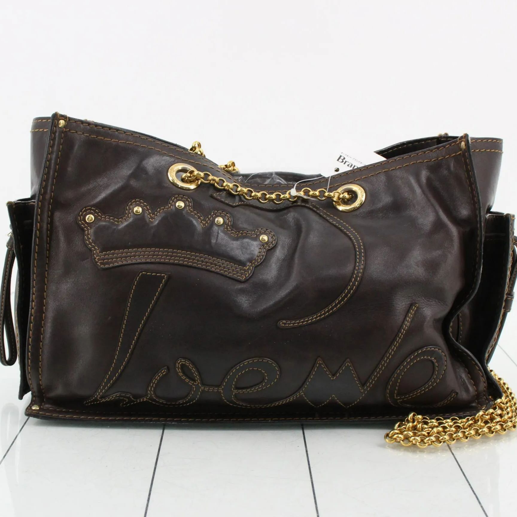 L Leather Crown Tote Bag