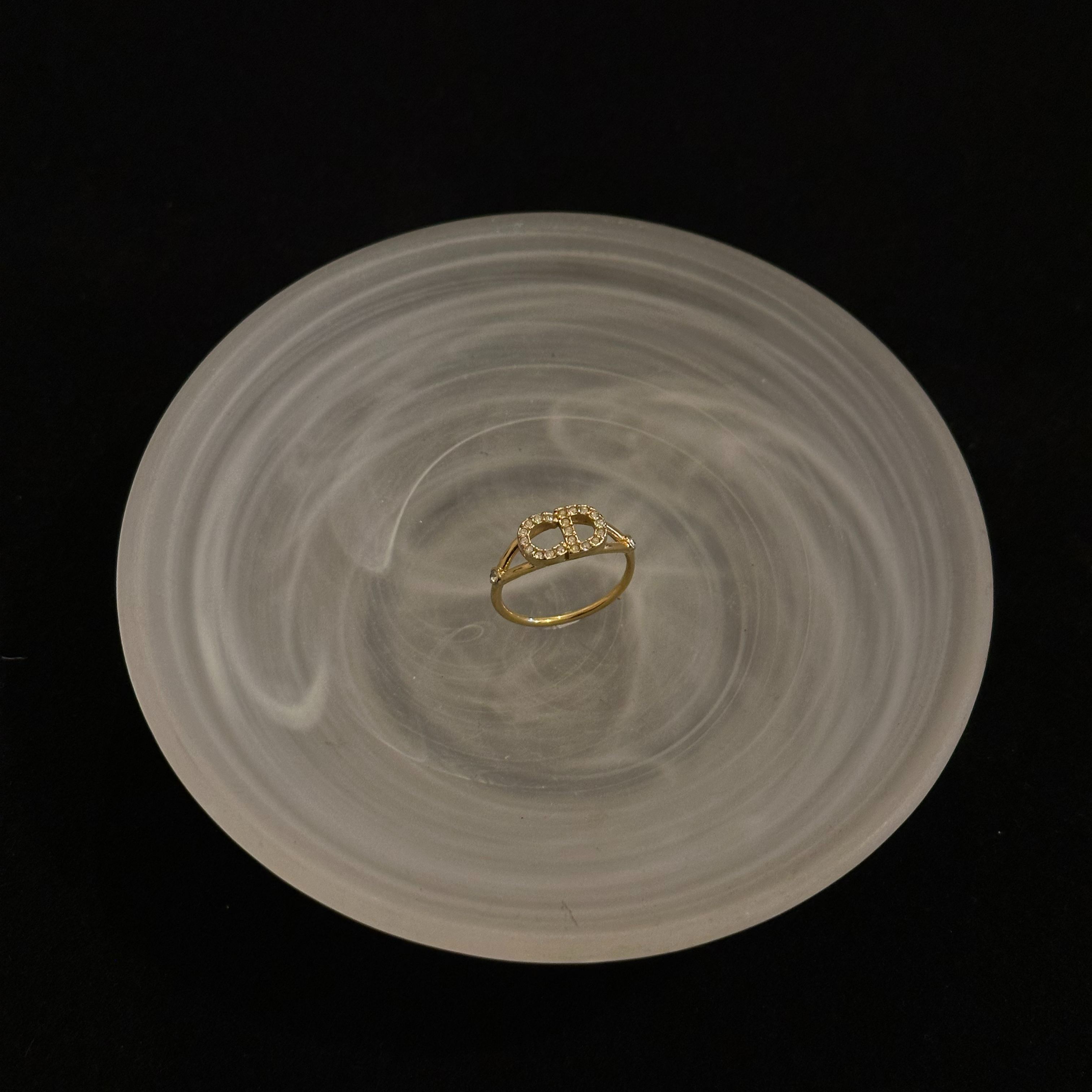 D CD rhinestone ring