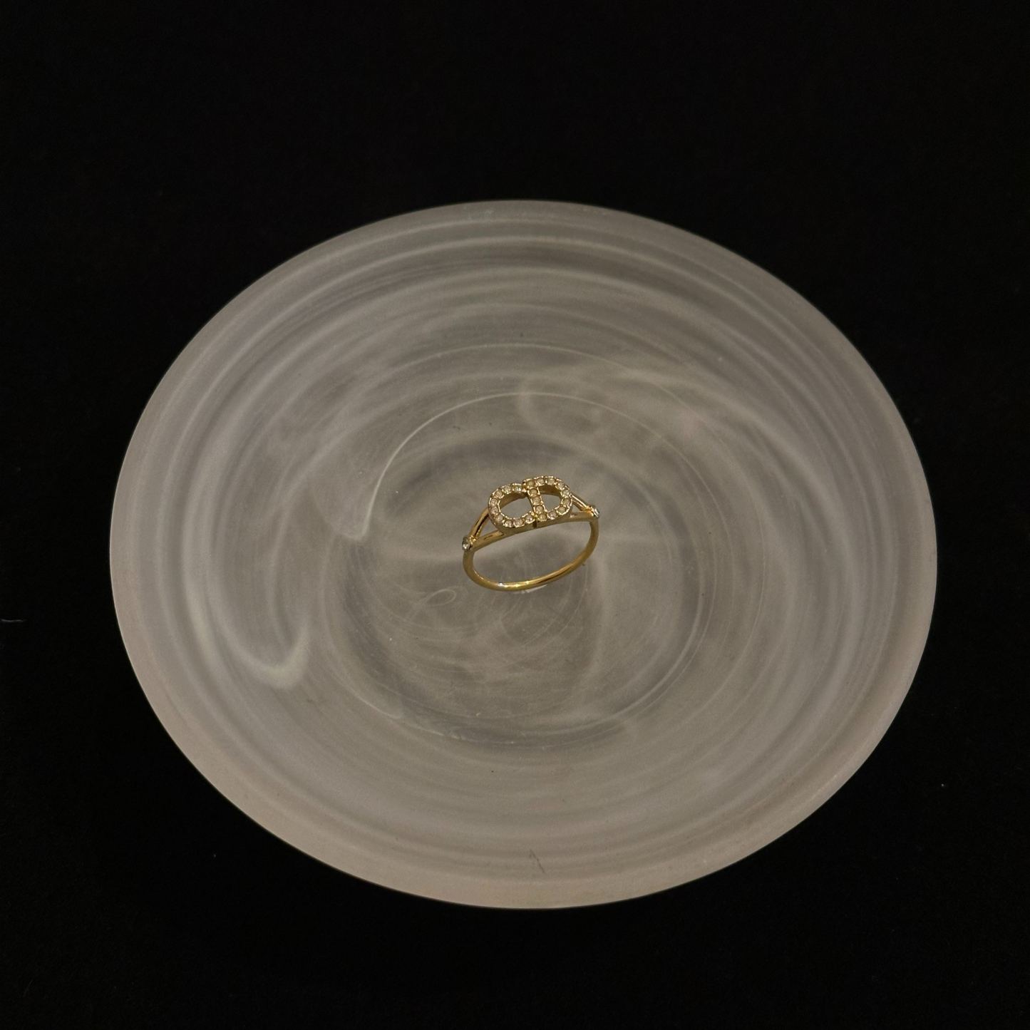 D CD rhinestone ring