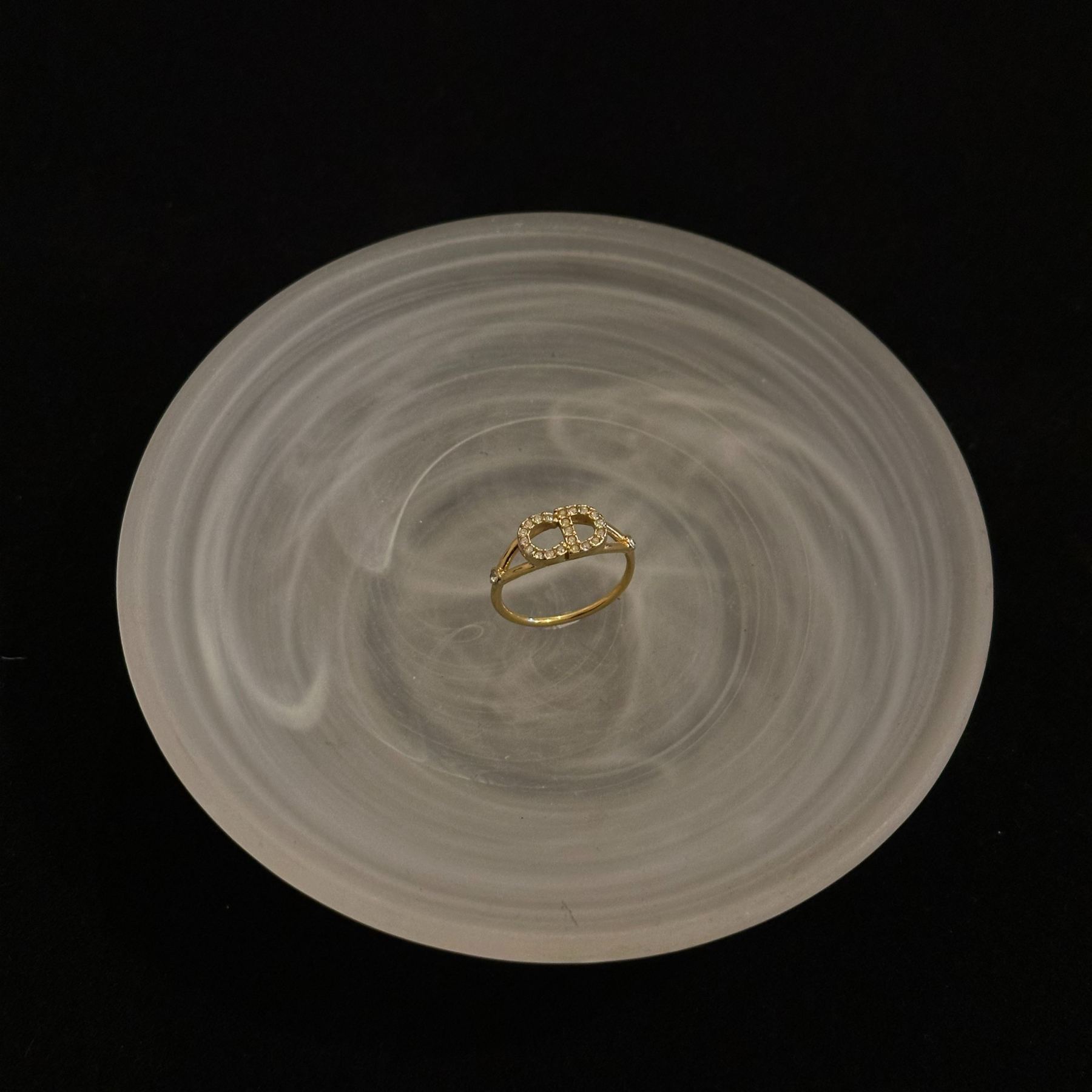 D CD rhinestone ring