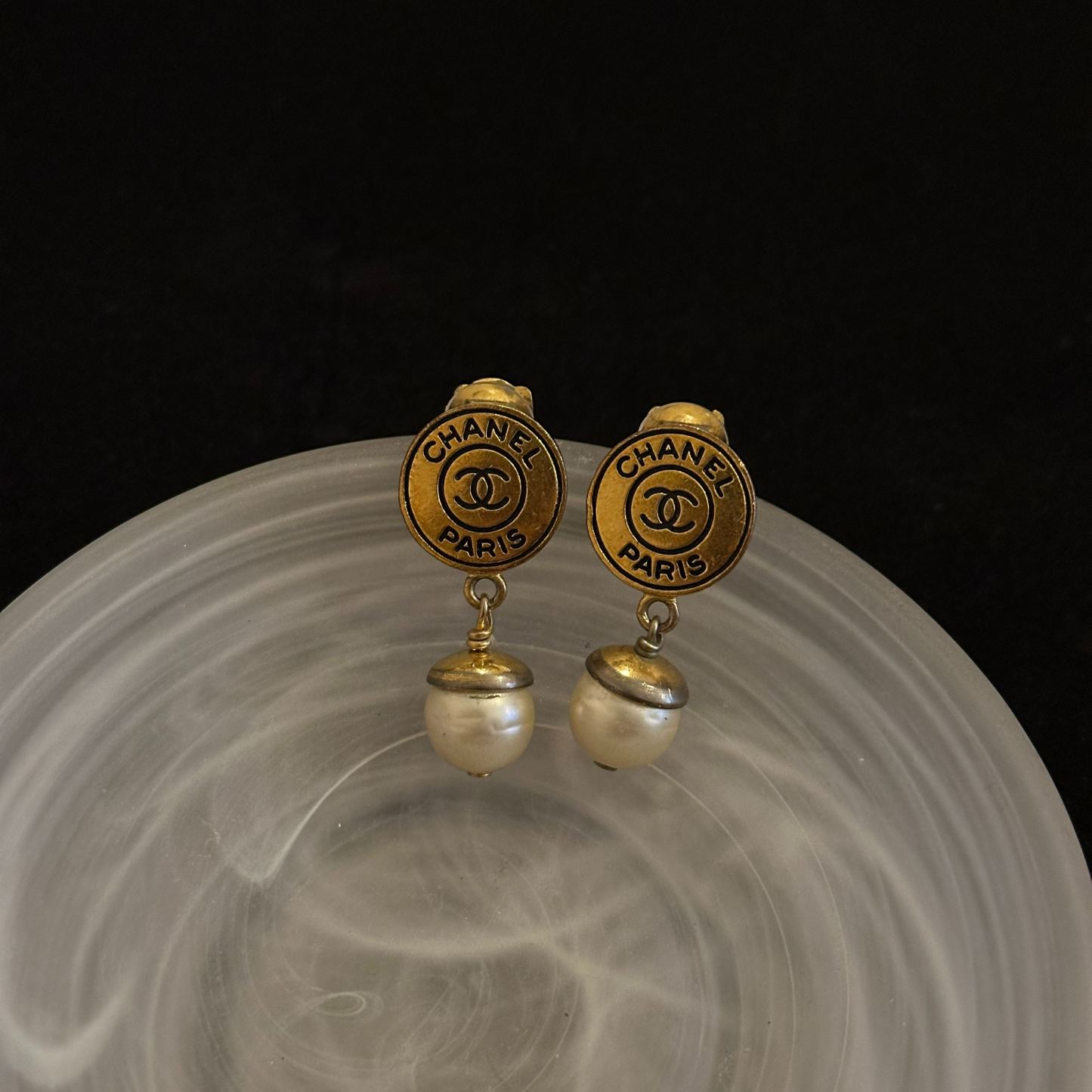 C Button Pearl Ear Clips
