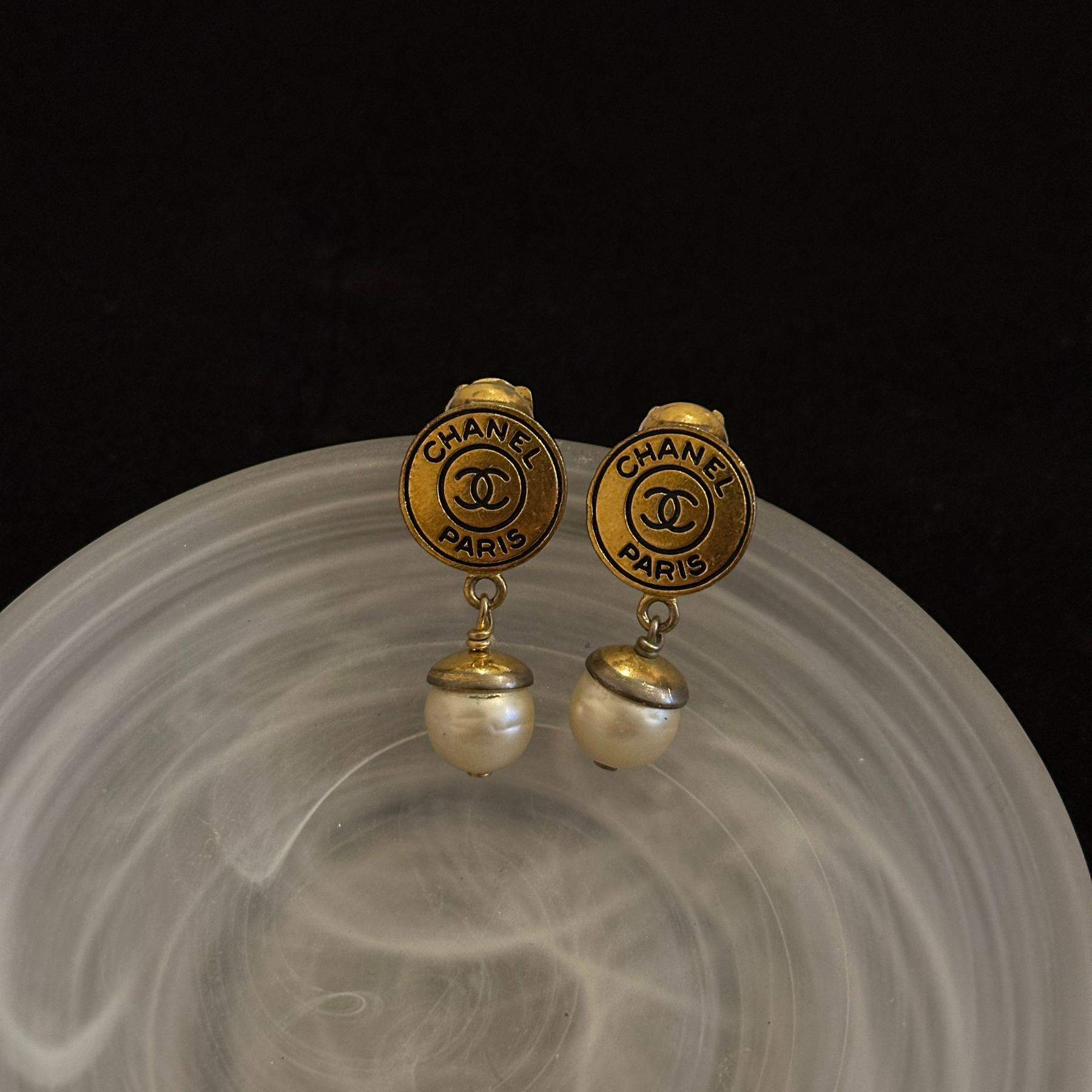 C Button Pearl Ear Clips