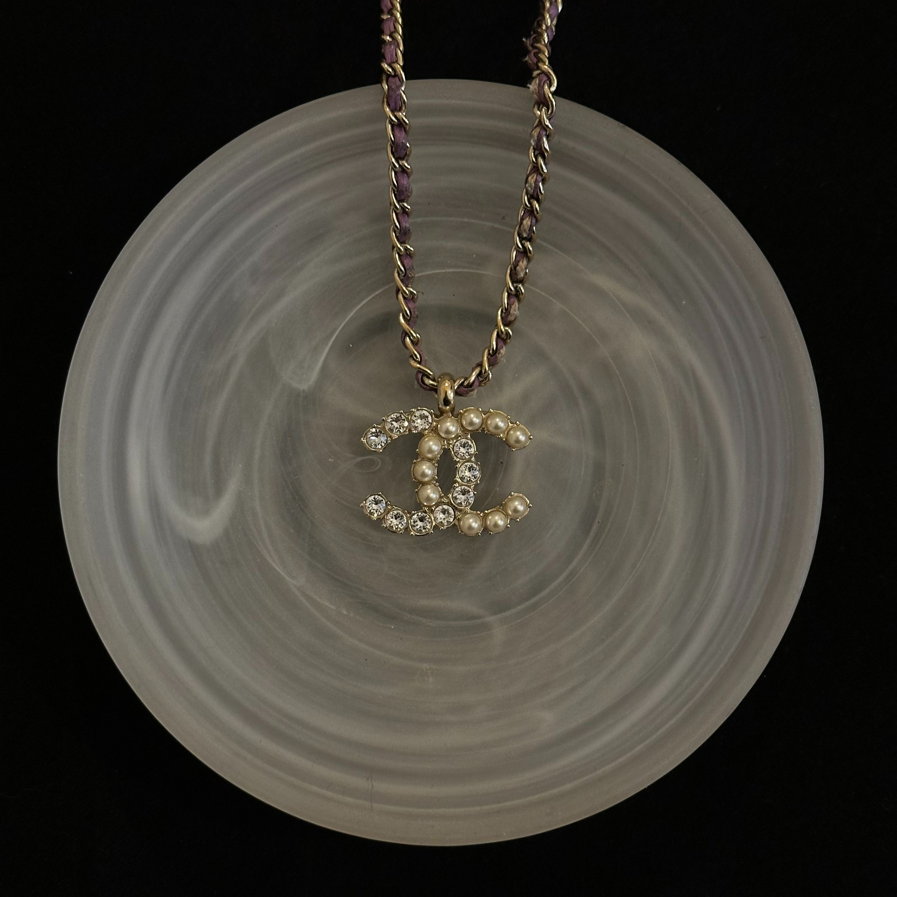 C Double C rhinestone pearl necklace