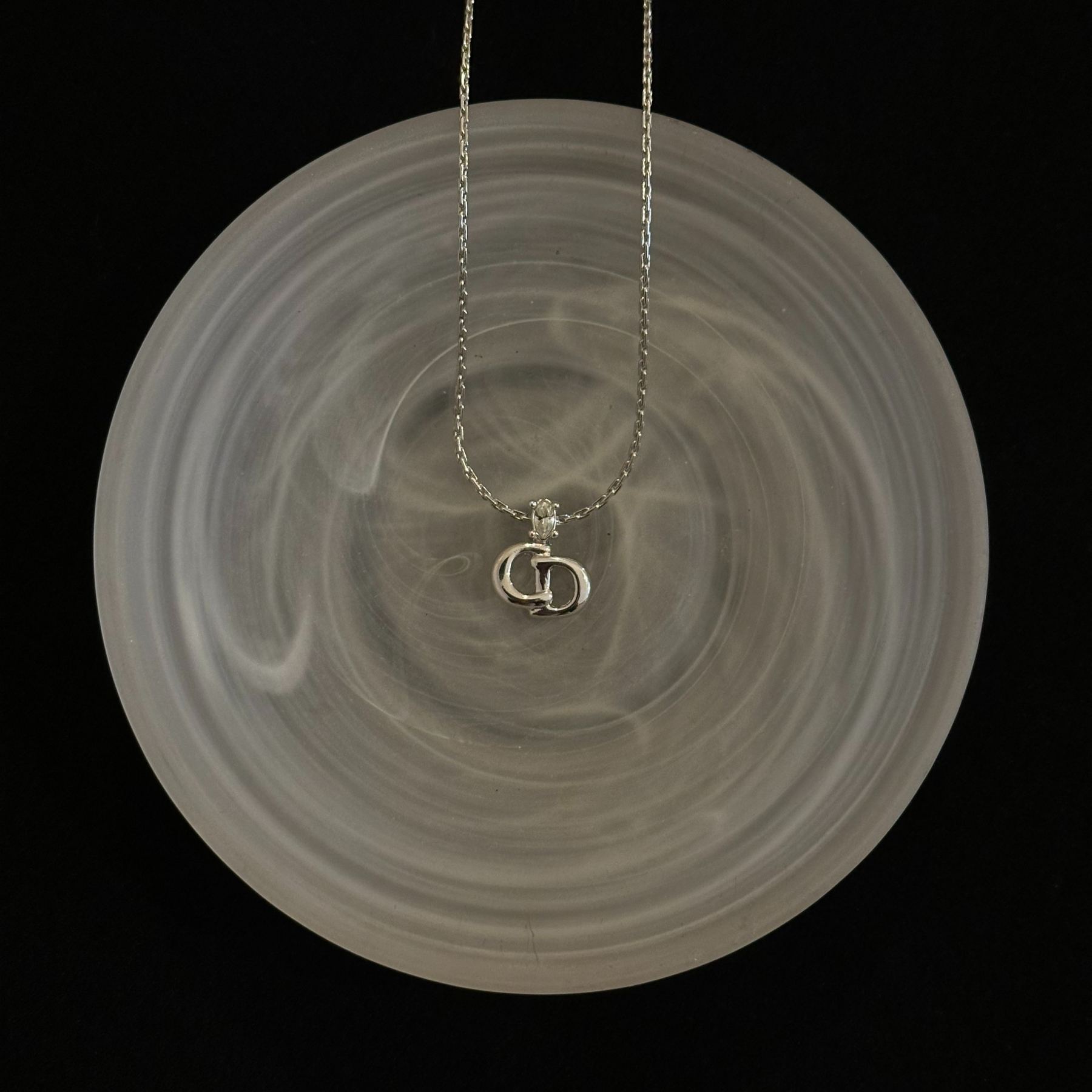 D CD rhinestone necklace