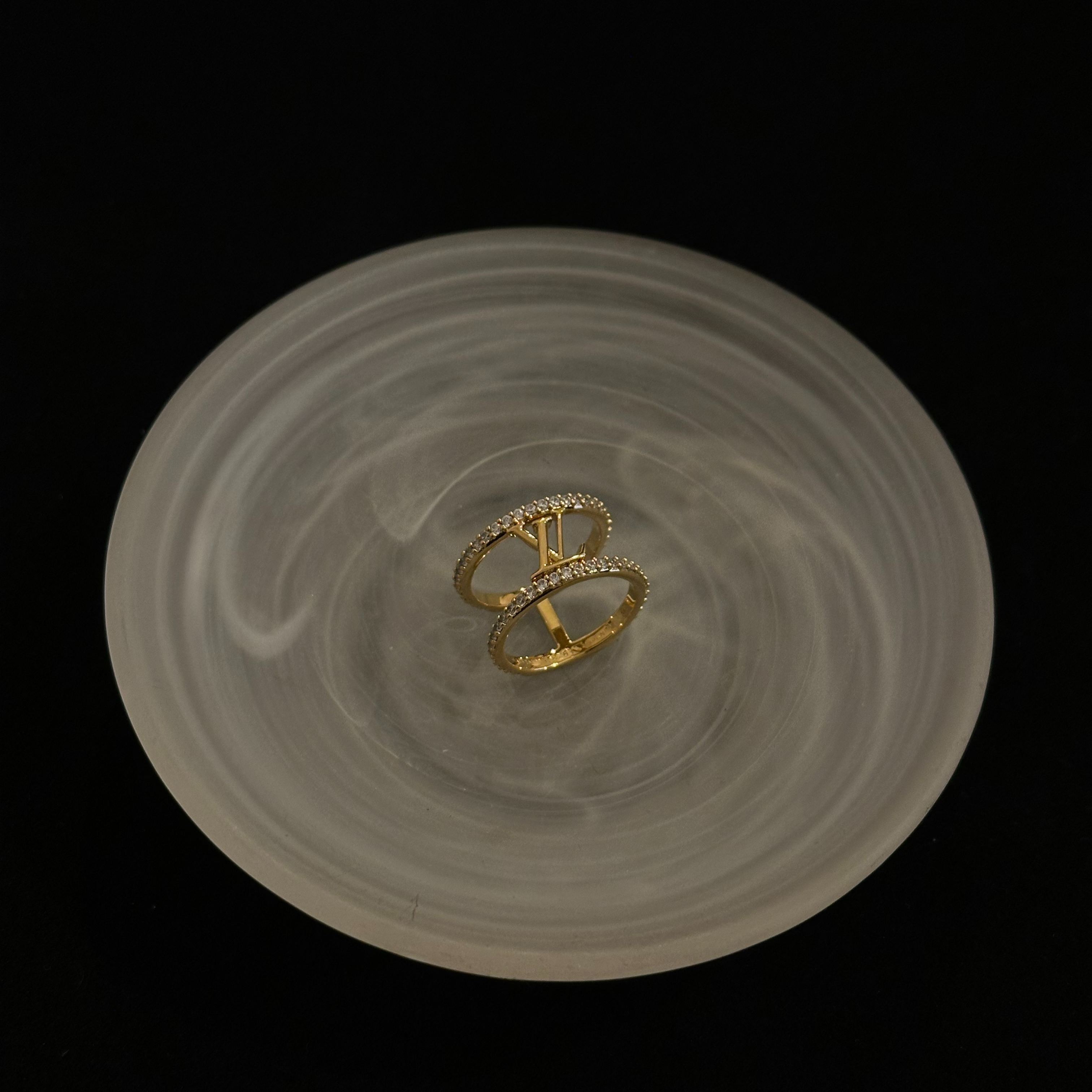 L Double row diamond ring