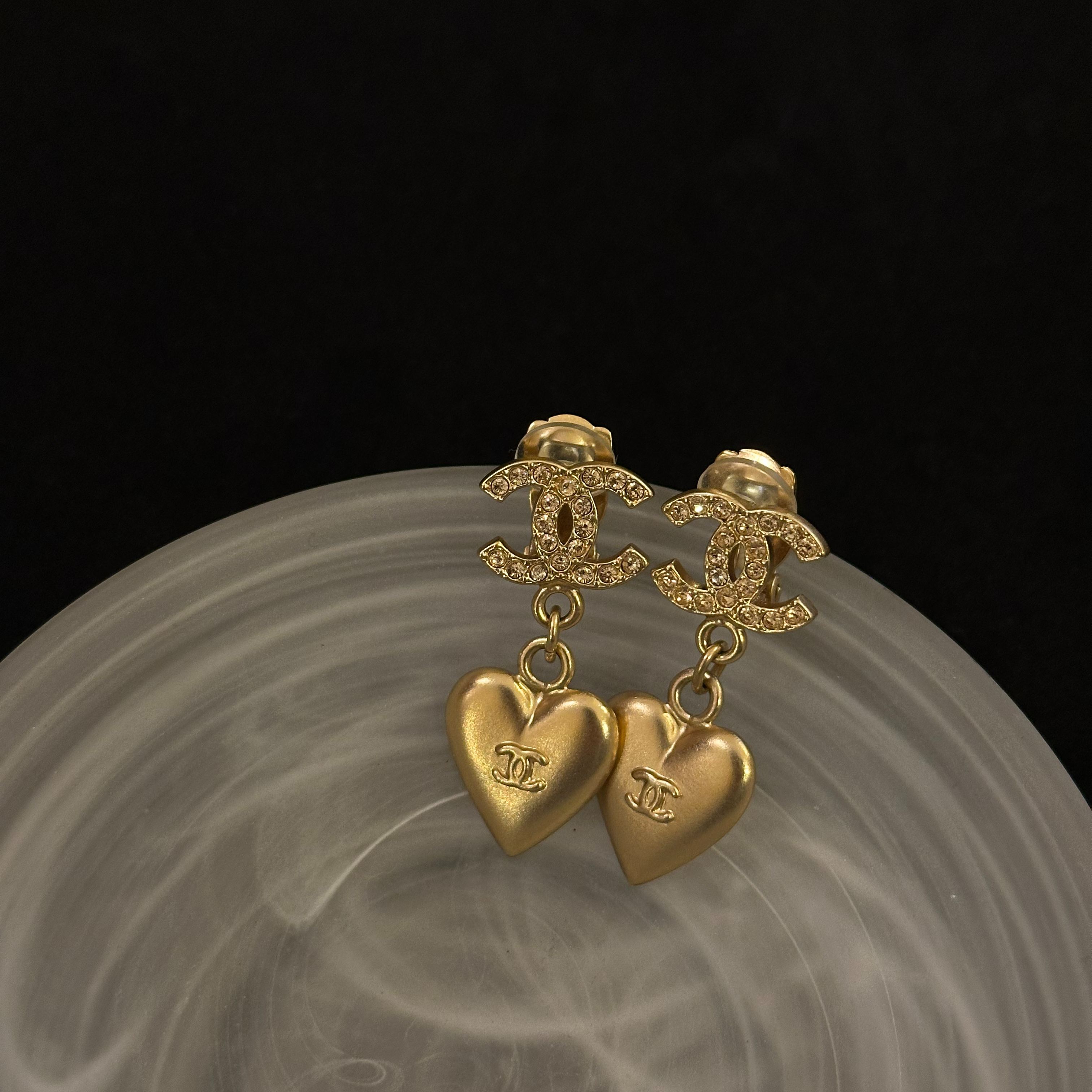 C Double C heart pendant earrings