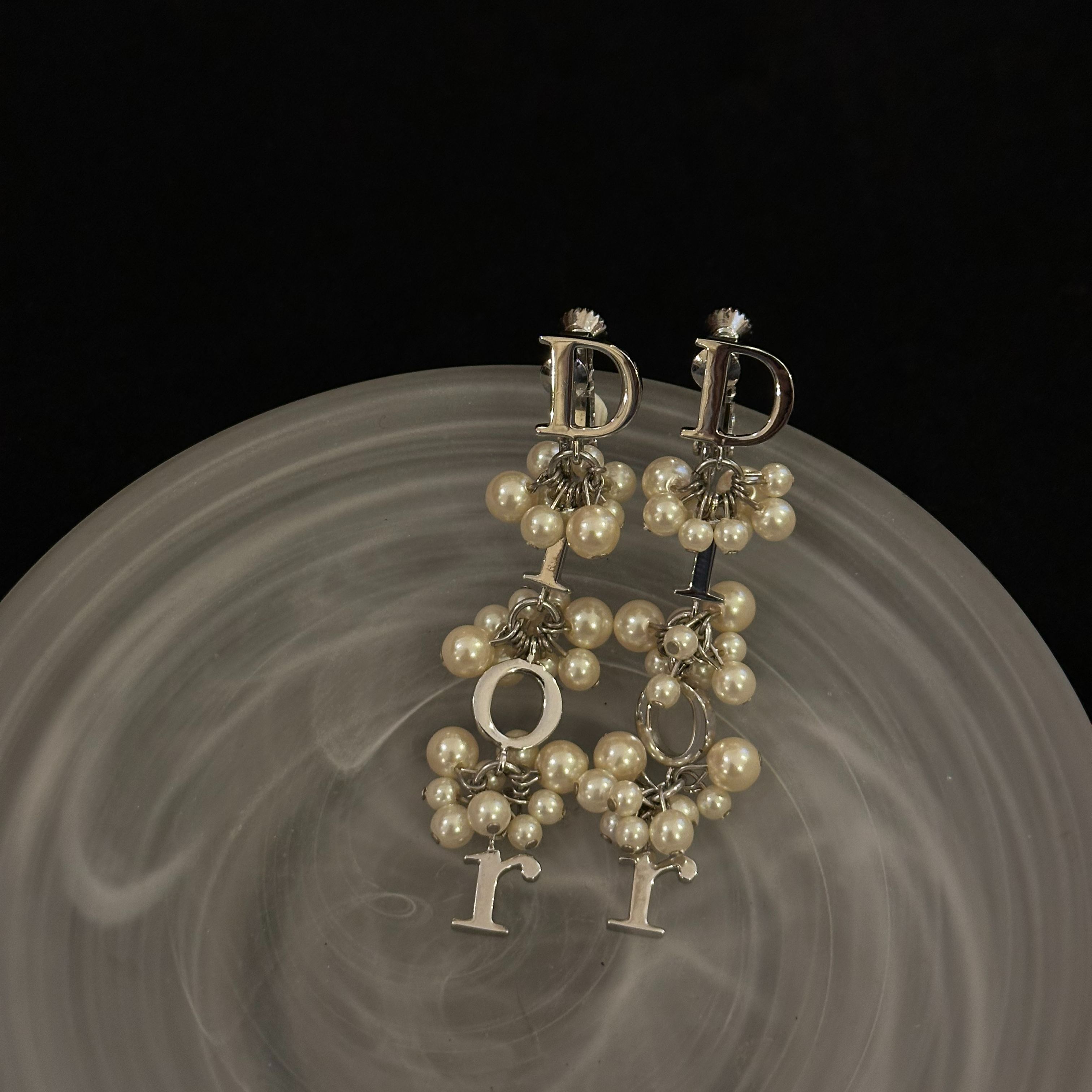 D Glass bead letter earrings