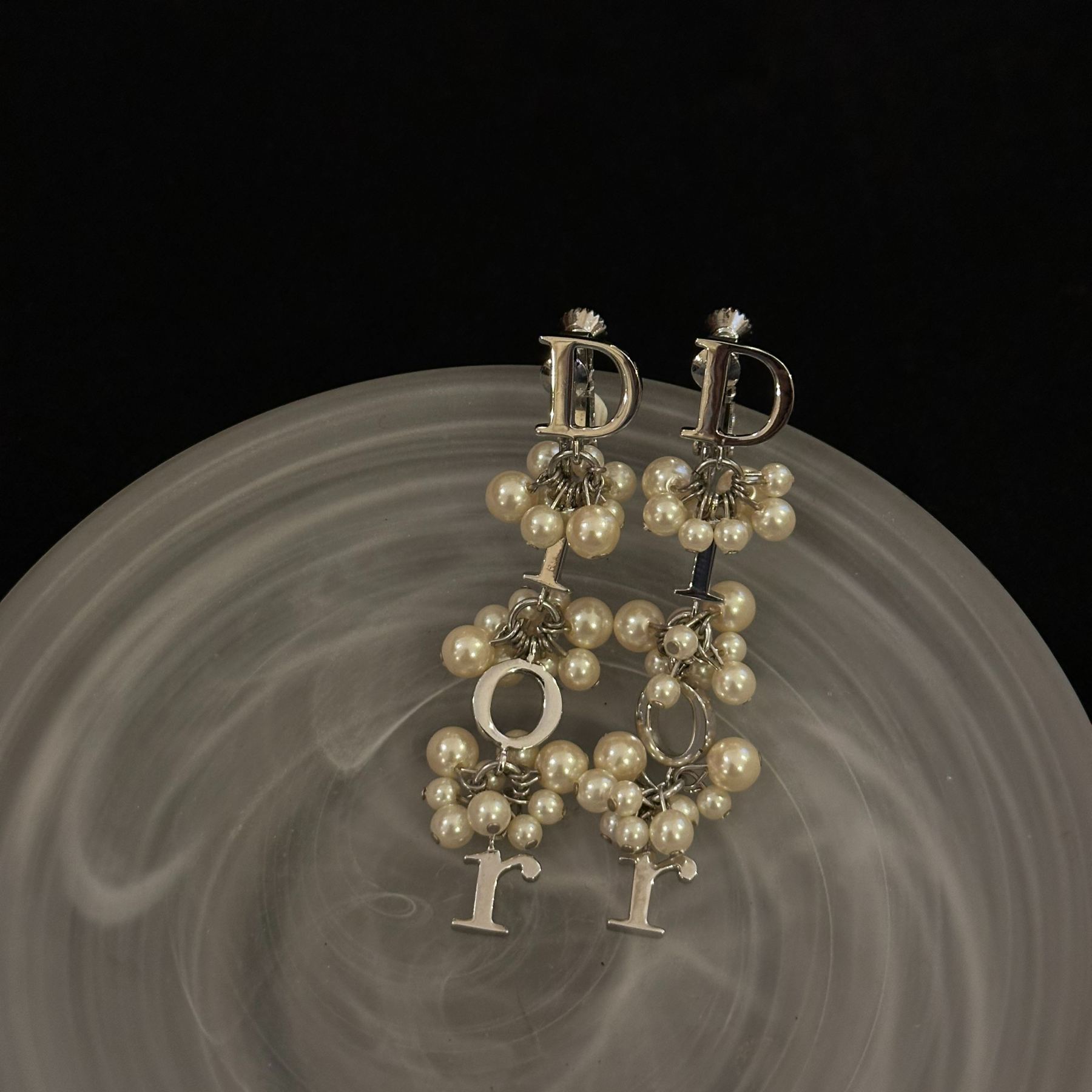 D Glass bead letter earrings