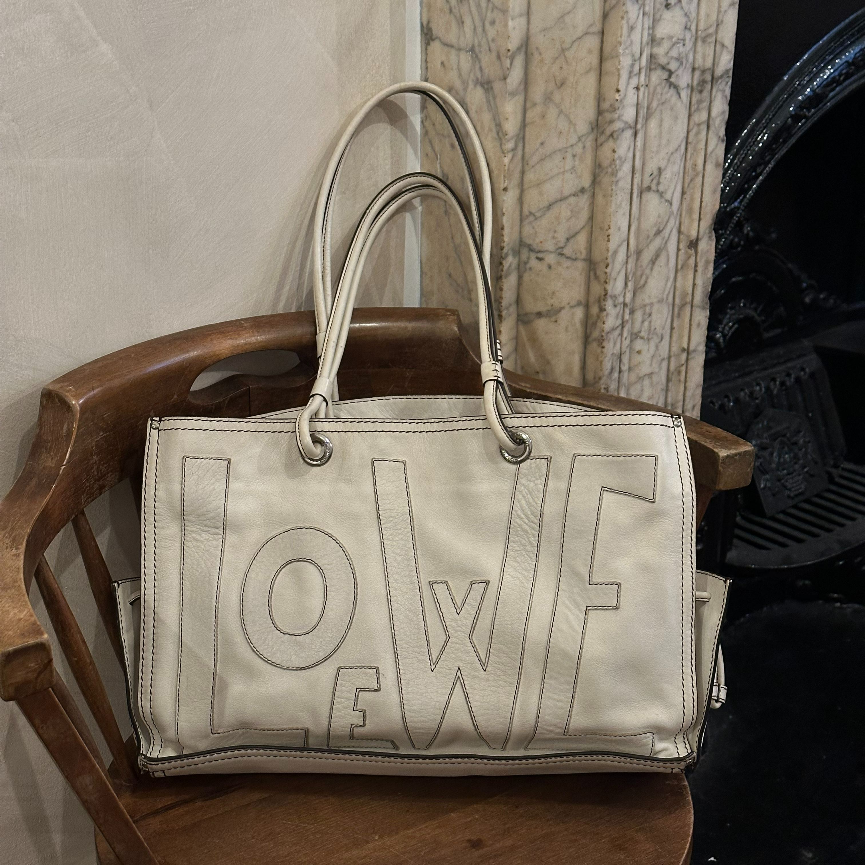 L Pearl White Double-Sided Tote Bag