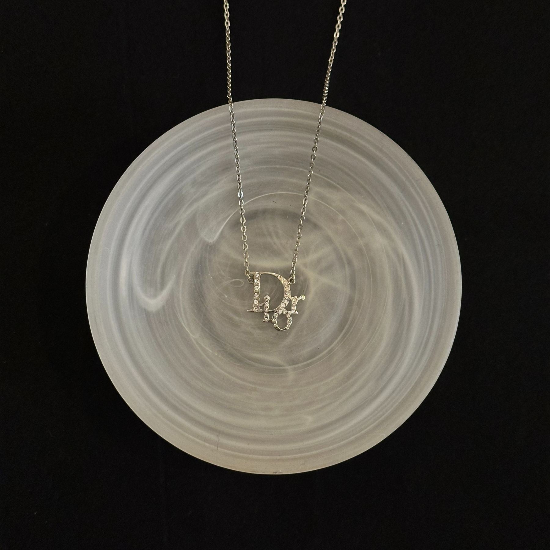 D Logo rhinestone necklace