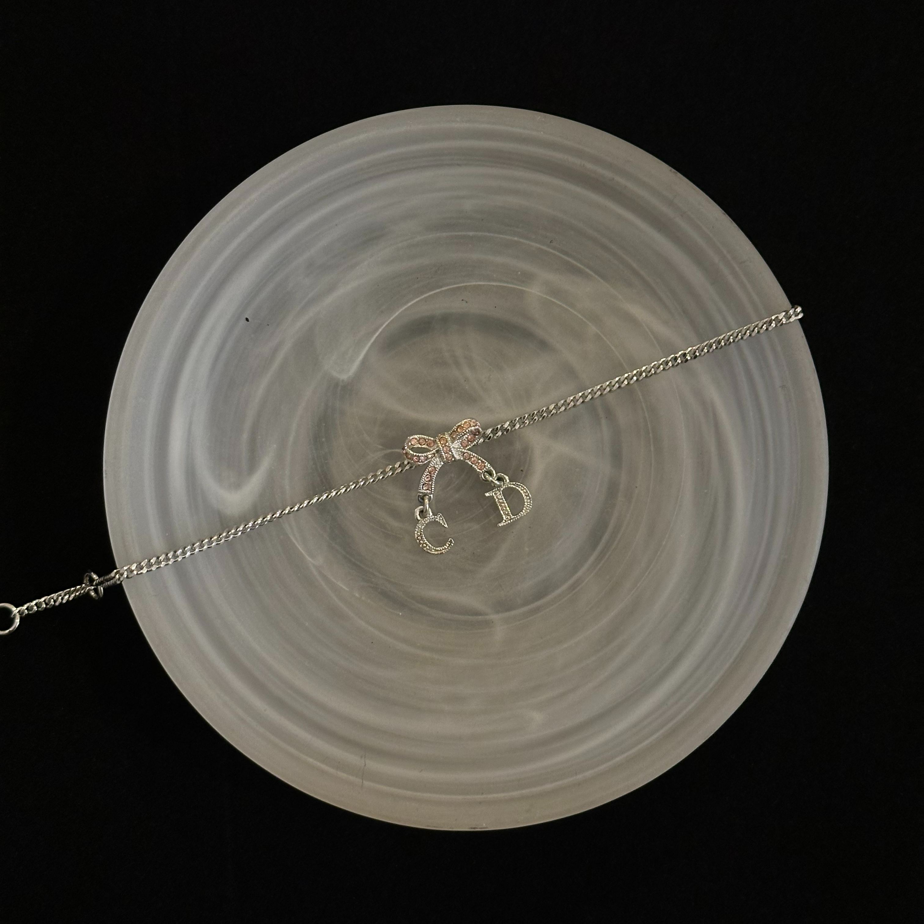 D Bowknot diamond pink bracelet