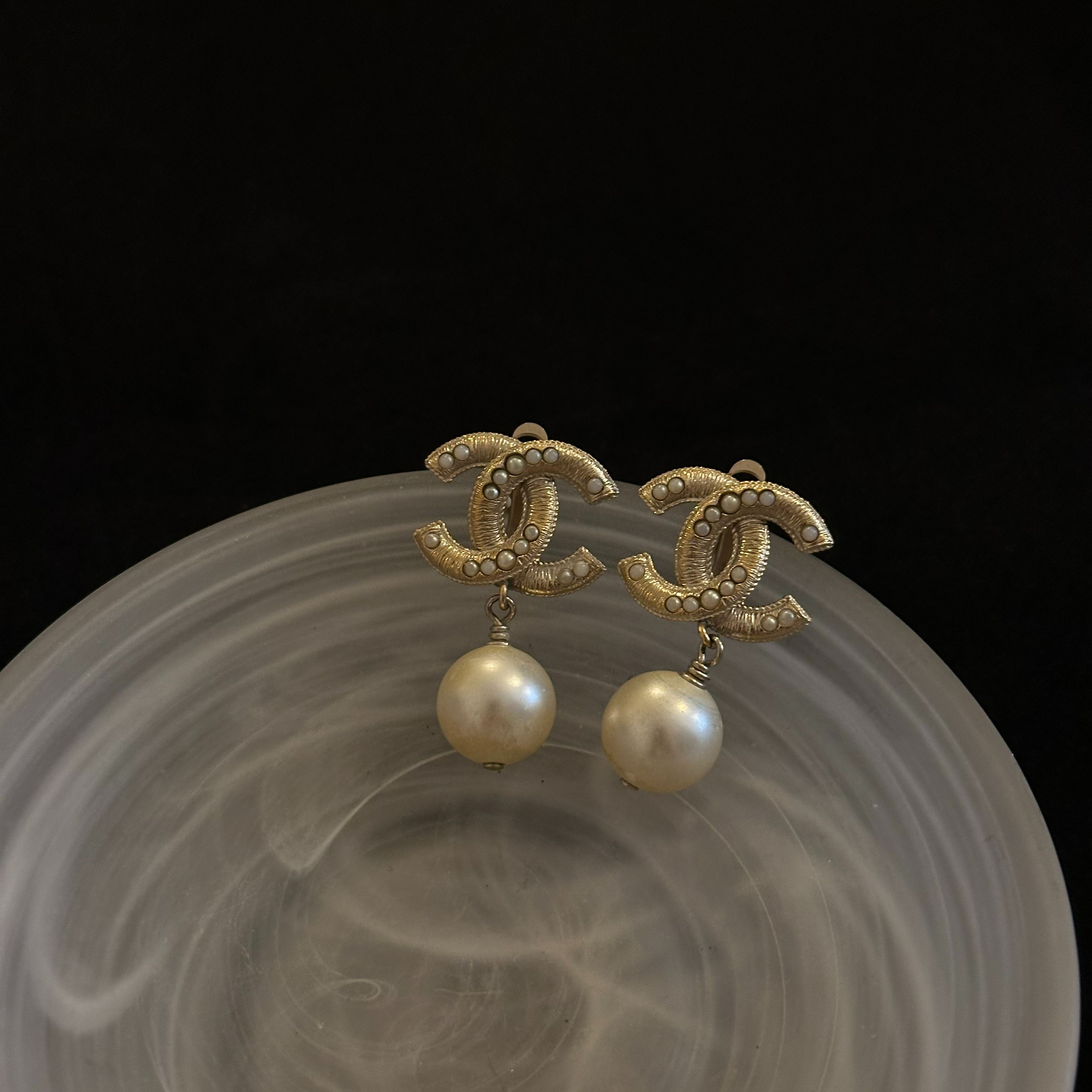 C Double C pearl drop earrings