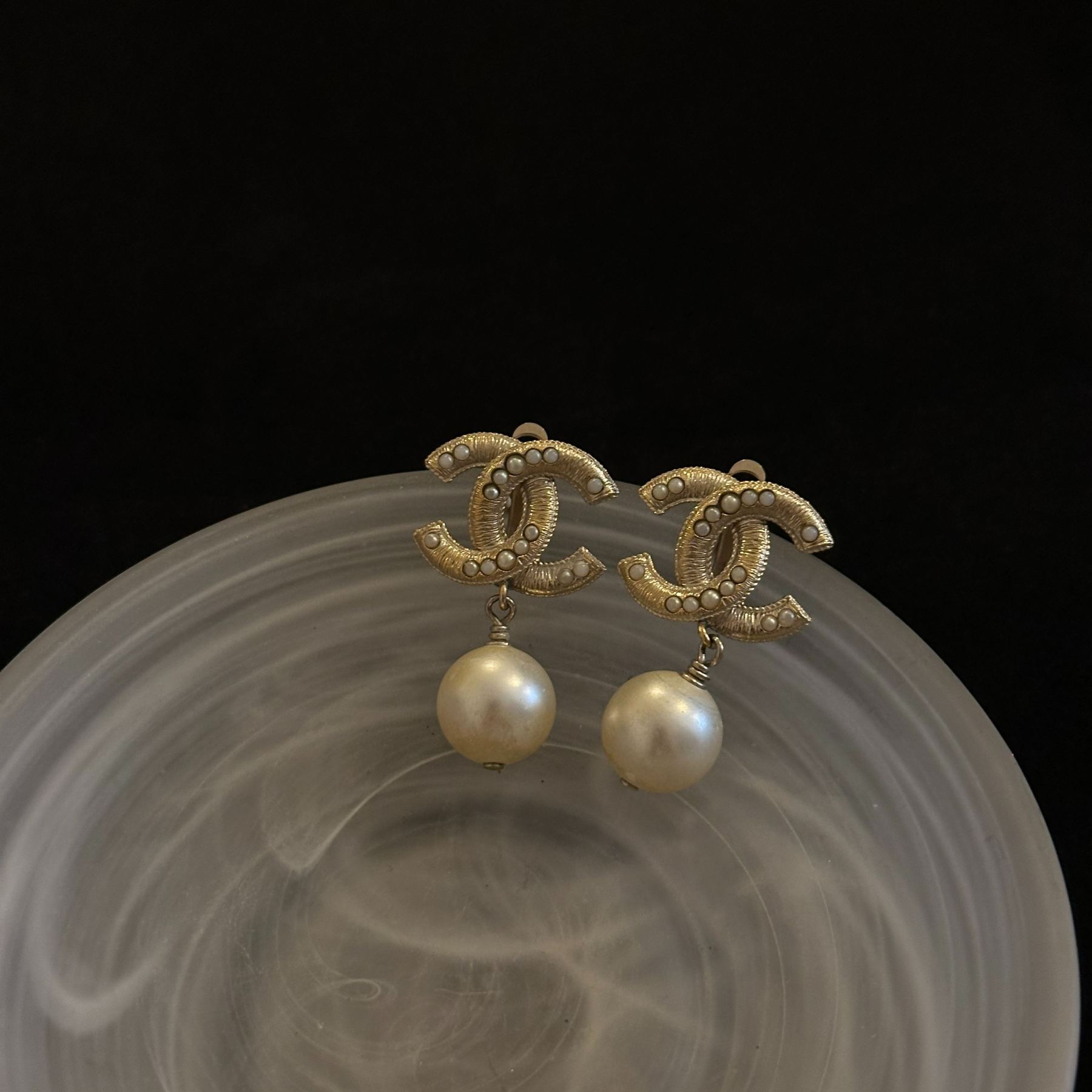 C Double C pearl drop earrings