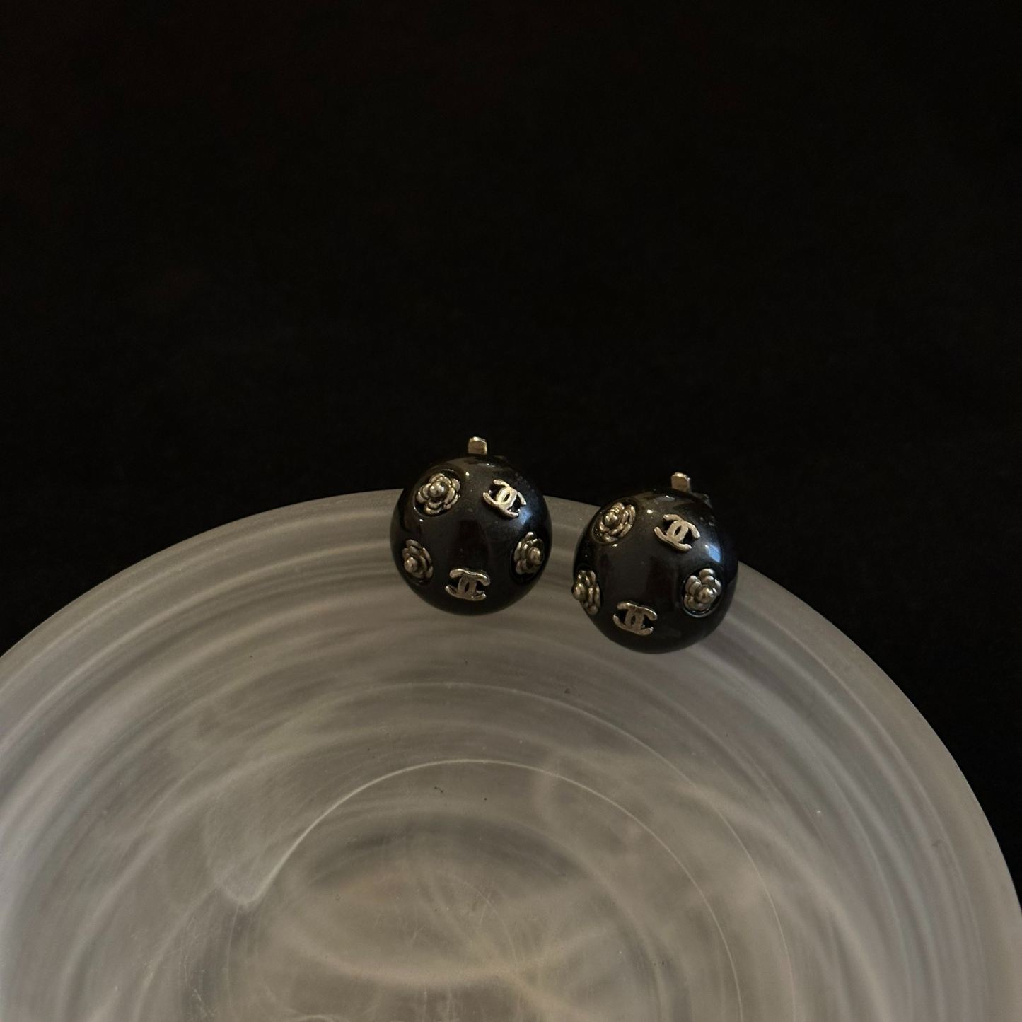 C Bean Camellia Ear Clips