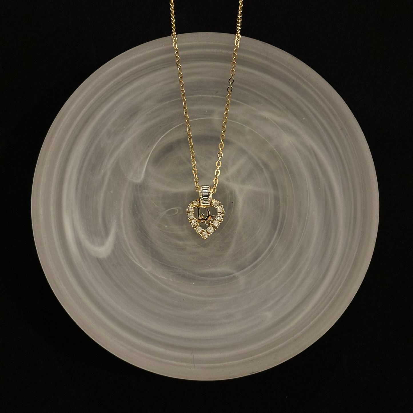 D Heart rhinestone necklace