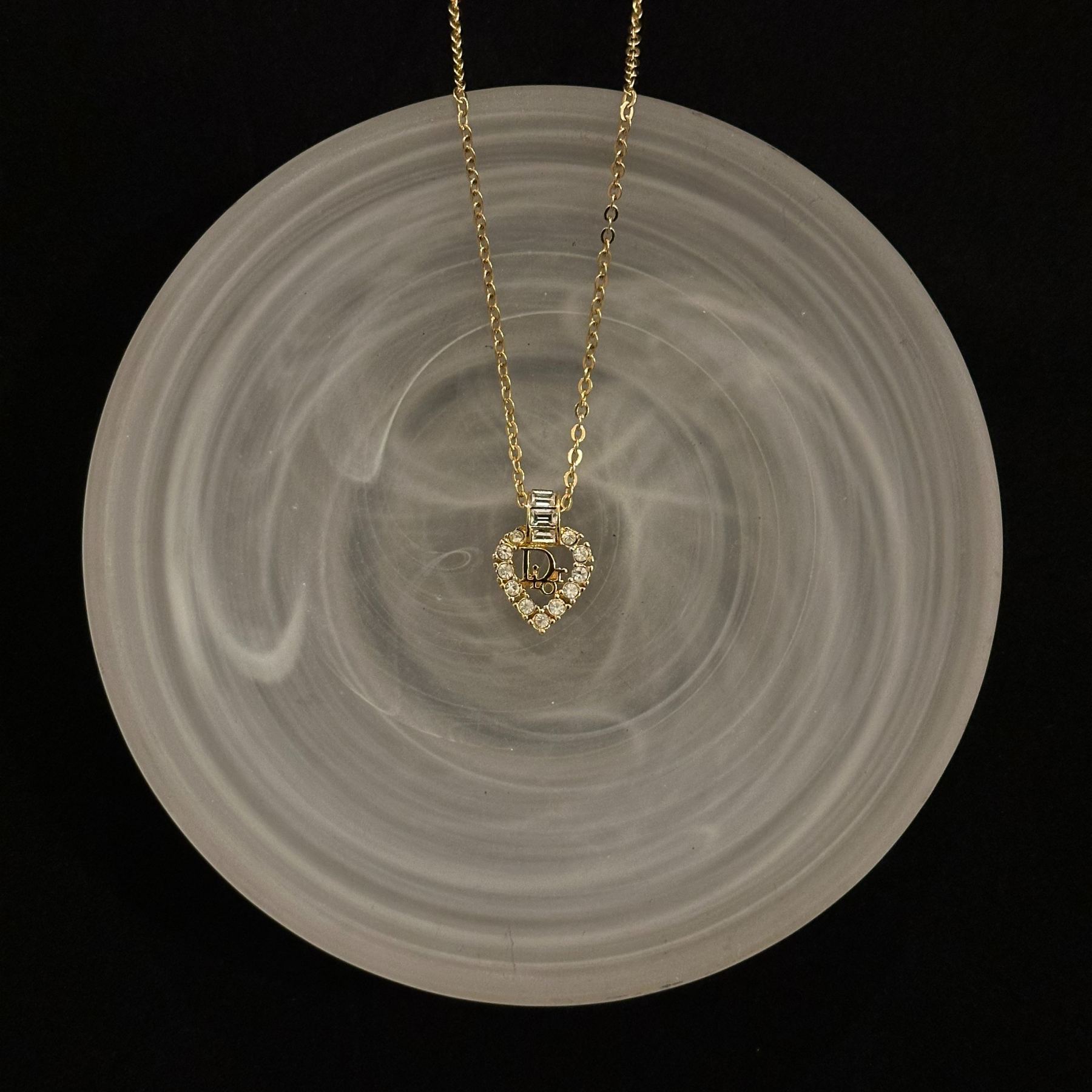 D Heart rhinestone necklace