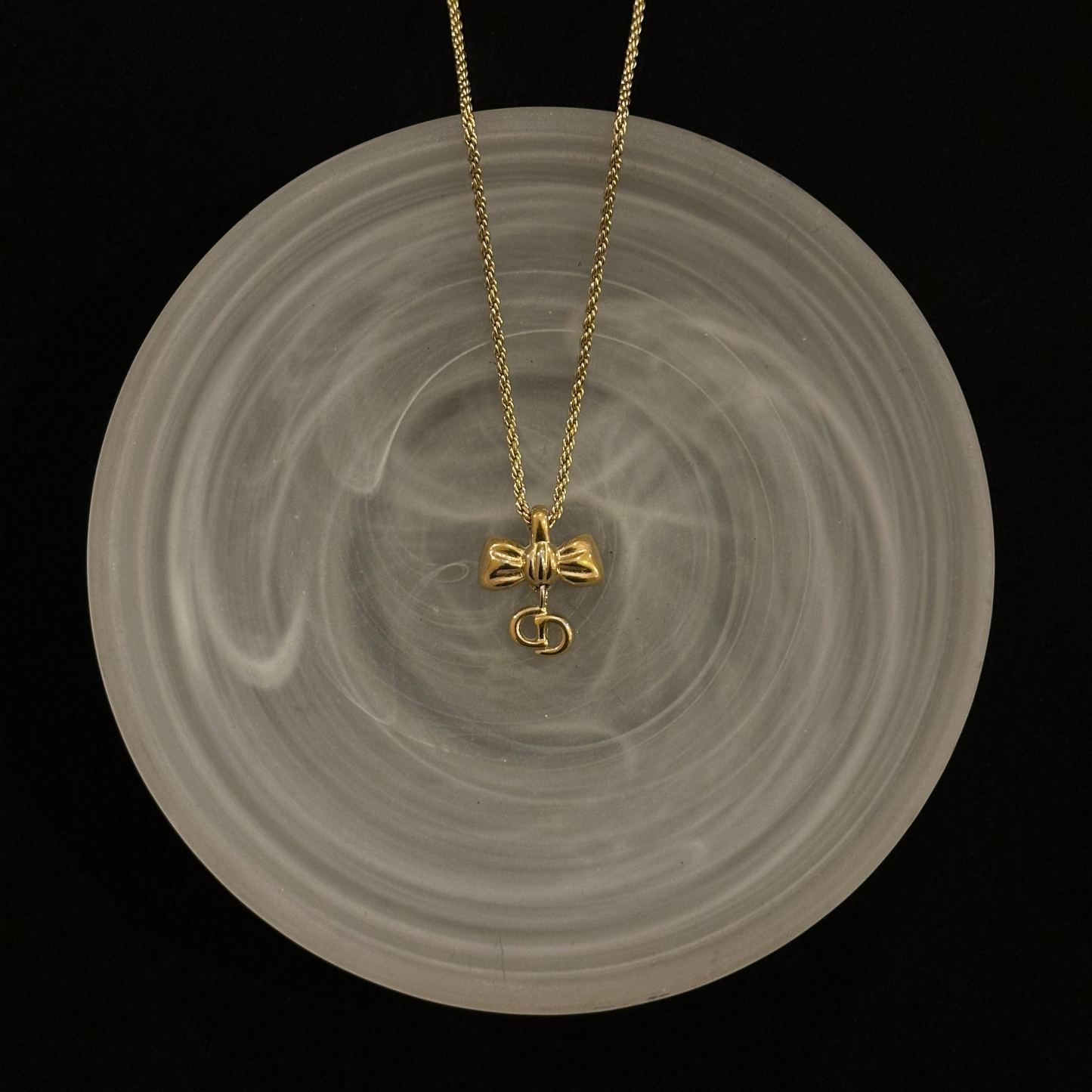 D Bow CD pendant necklace