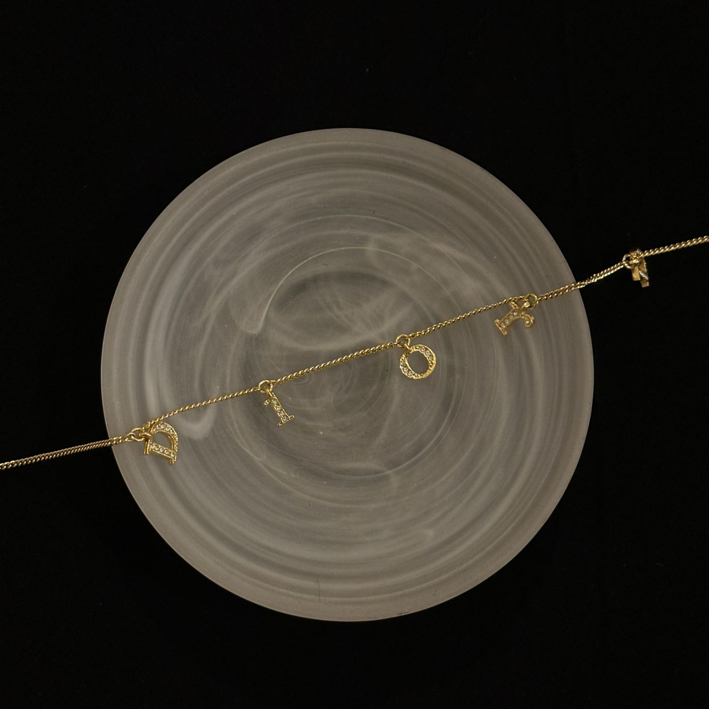 D Letter full diamond necklace