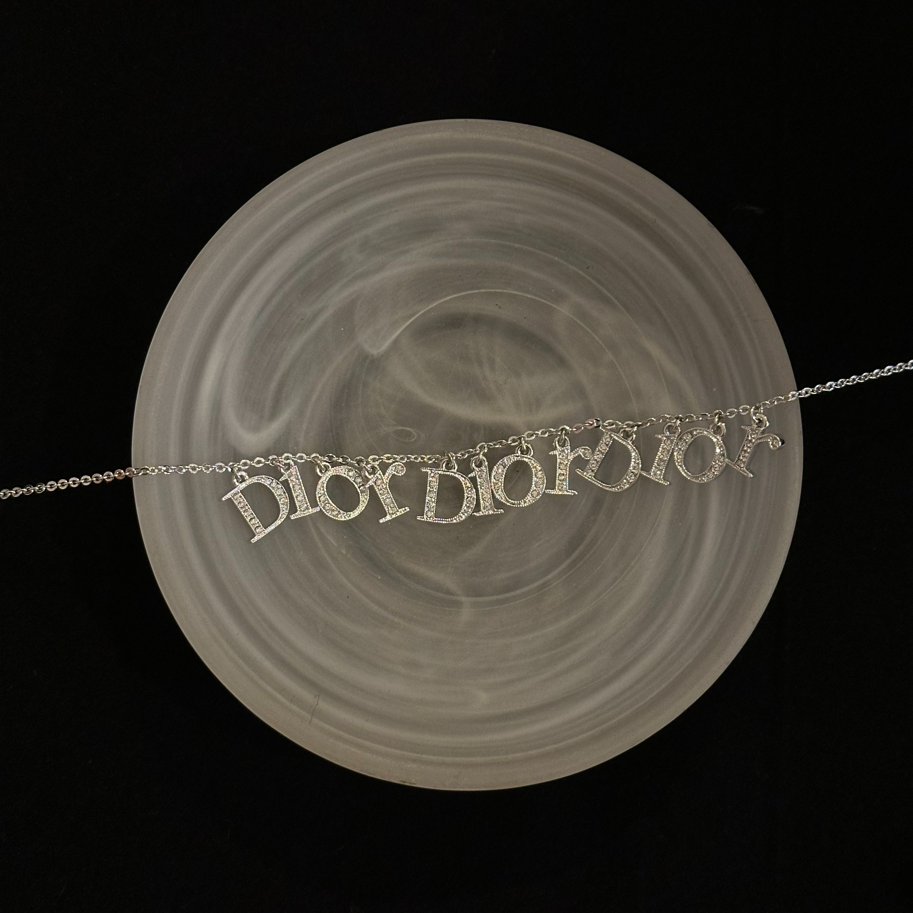 D Full diamond logo necklace